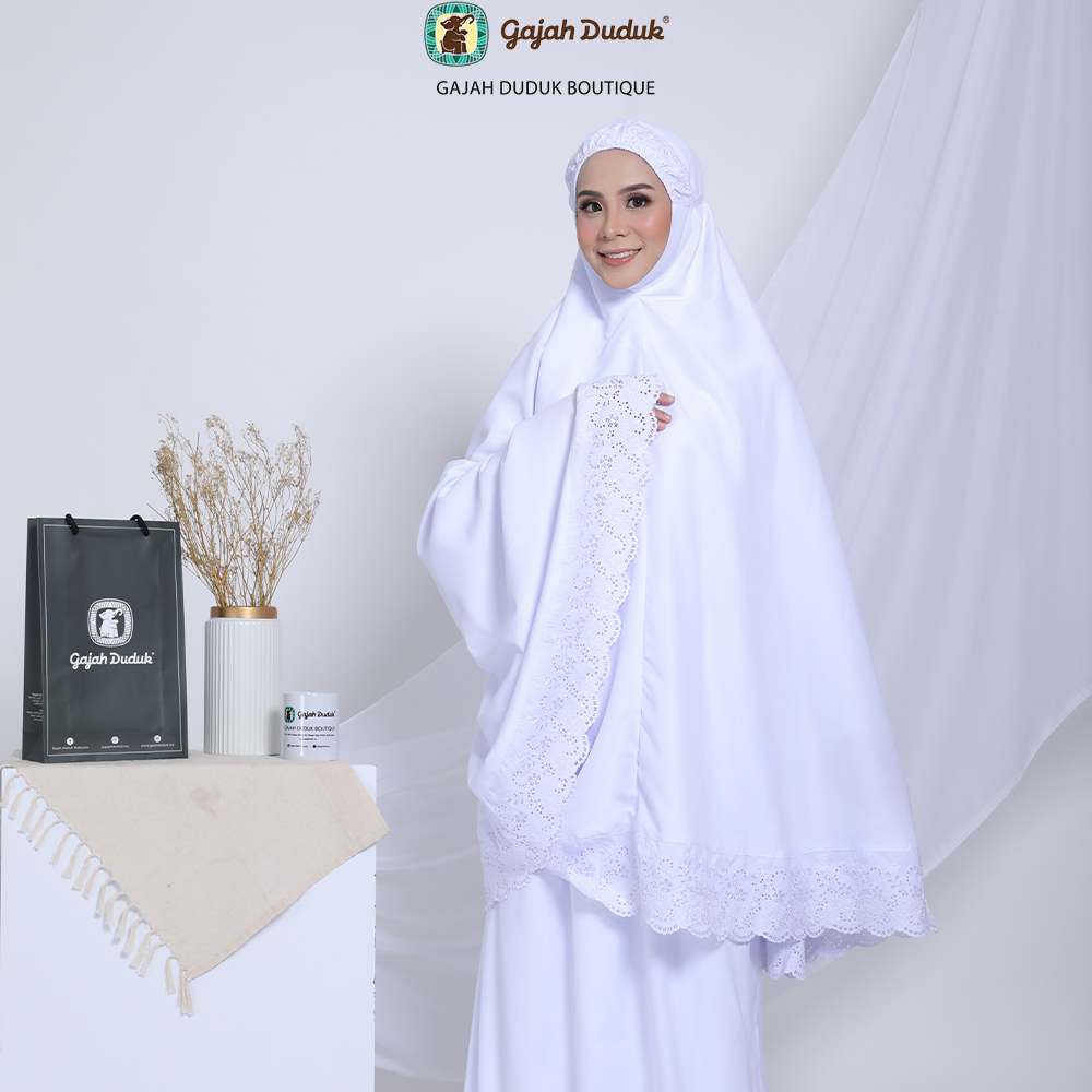 Telekung Putih Untuk Umrah & Haji Kain Cotton Sejuk, Selesa dan Berkualiti (1 Set)