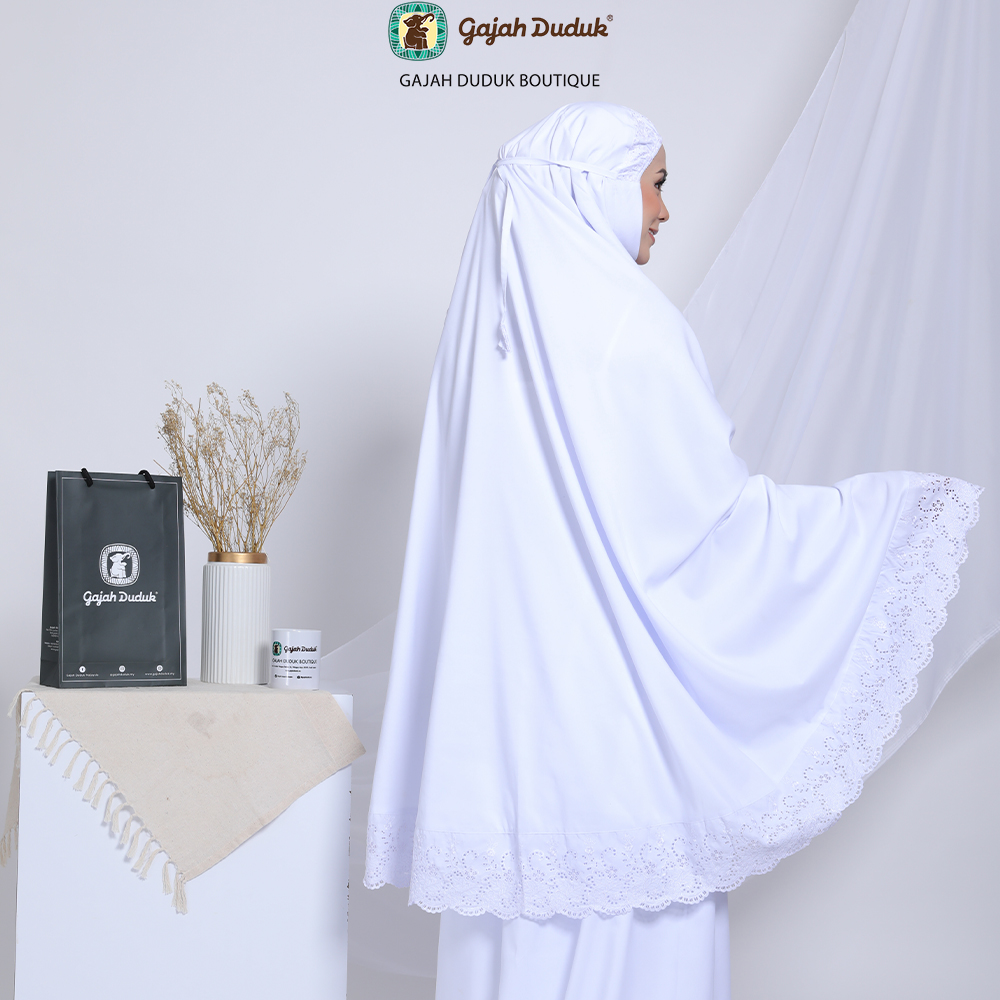 Telekung Putih Untuk Umrah & Haji Kain Cotton Sejuk, Selesa dan Berkualiti (1 Set)
