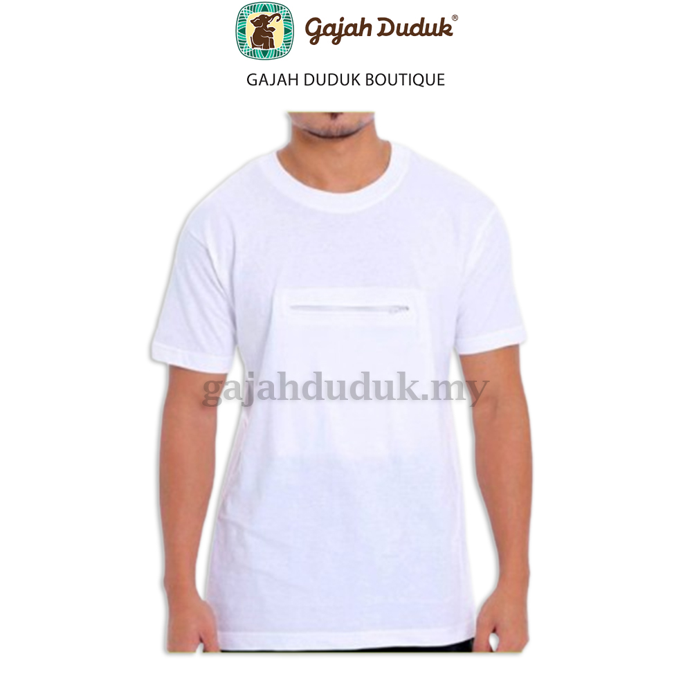  Baju Putih Lengan Pendek Berzip Lelaki Untuk Umrah Haji 100% Cotton