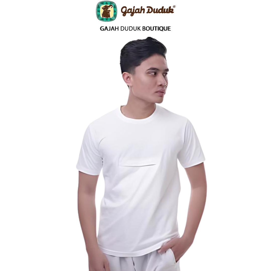  Baju Putih Lengan Pendek Berzip Lelaki Untuk Umrah Haji 100% Cotton