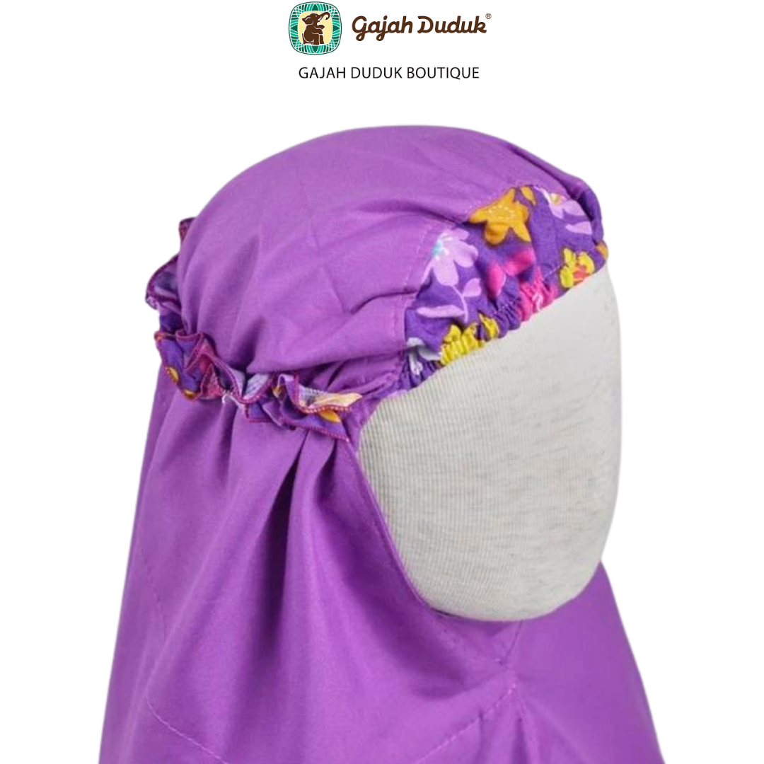 Telekung Budak Frozen Warna & Putih (1 - 9 Tahun)  Kain Berkualiti Lembut Sejuk Percuma Beg