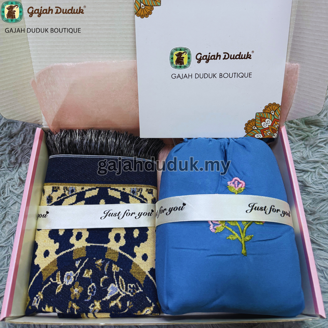 Set Gift Telekung Travel Pouch & Sejadah Mini Muka Panjang Sesuai Untuk Hadiah , Gift Buat Yg Tersayang