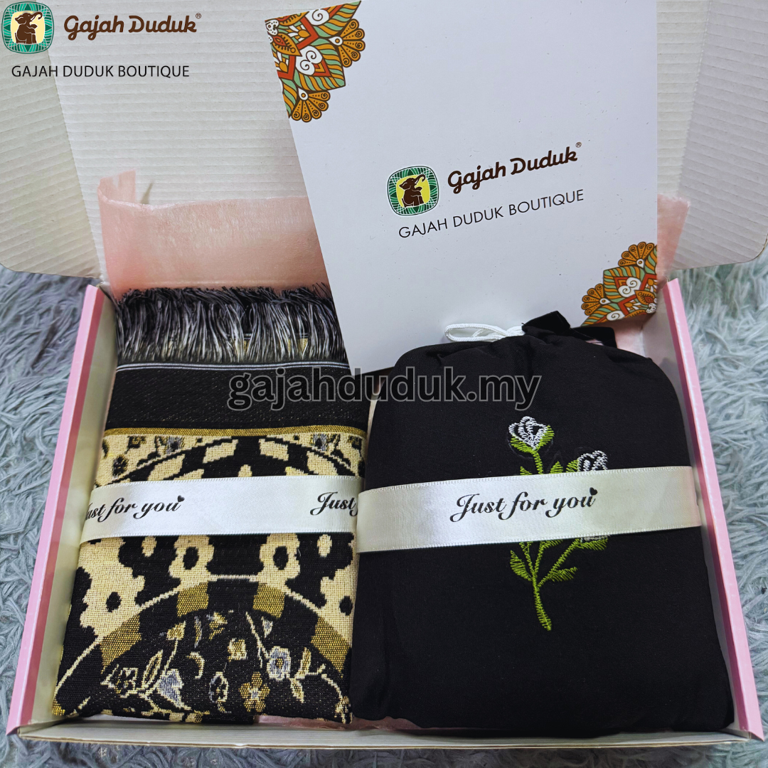 Set Gift Telekung Travel Pouch & Sejadah Mini Muka Panjang Sesuai Untuk Hadiah , Gift Buat Yg Tersayang