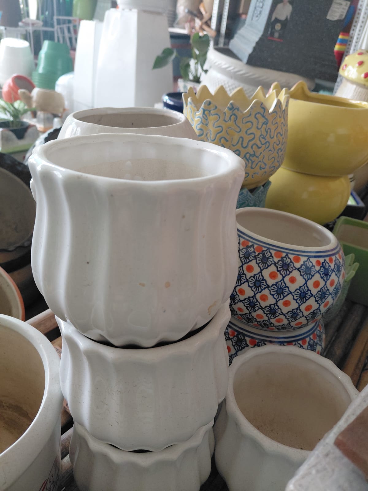 White Ceramic Planter 