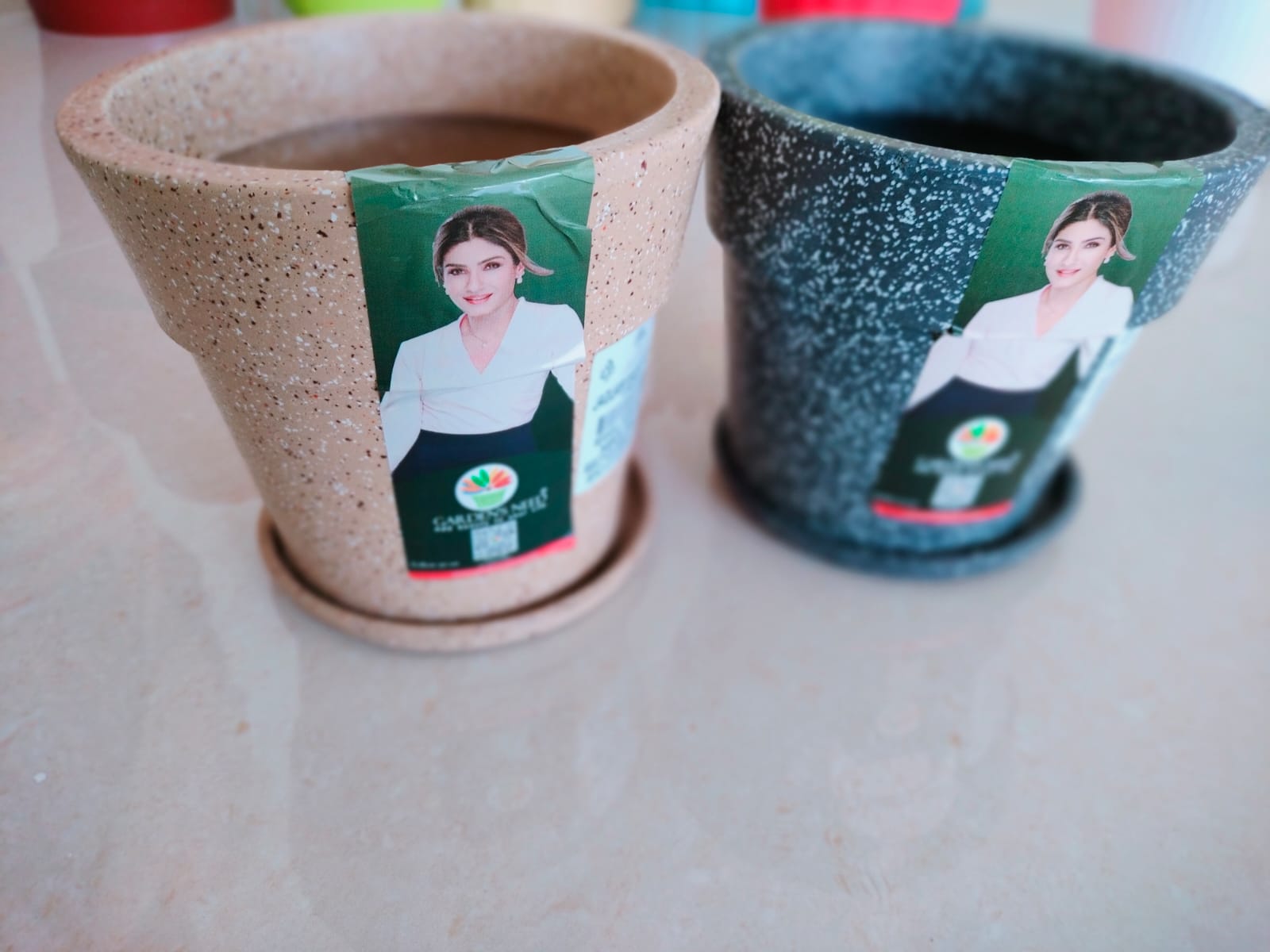 Jaguare Marbel look fiber pot- 6"