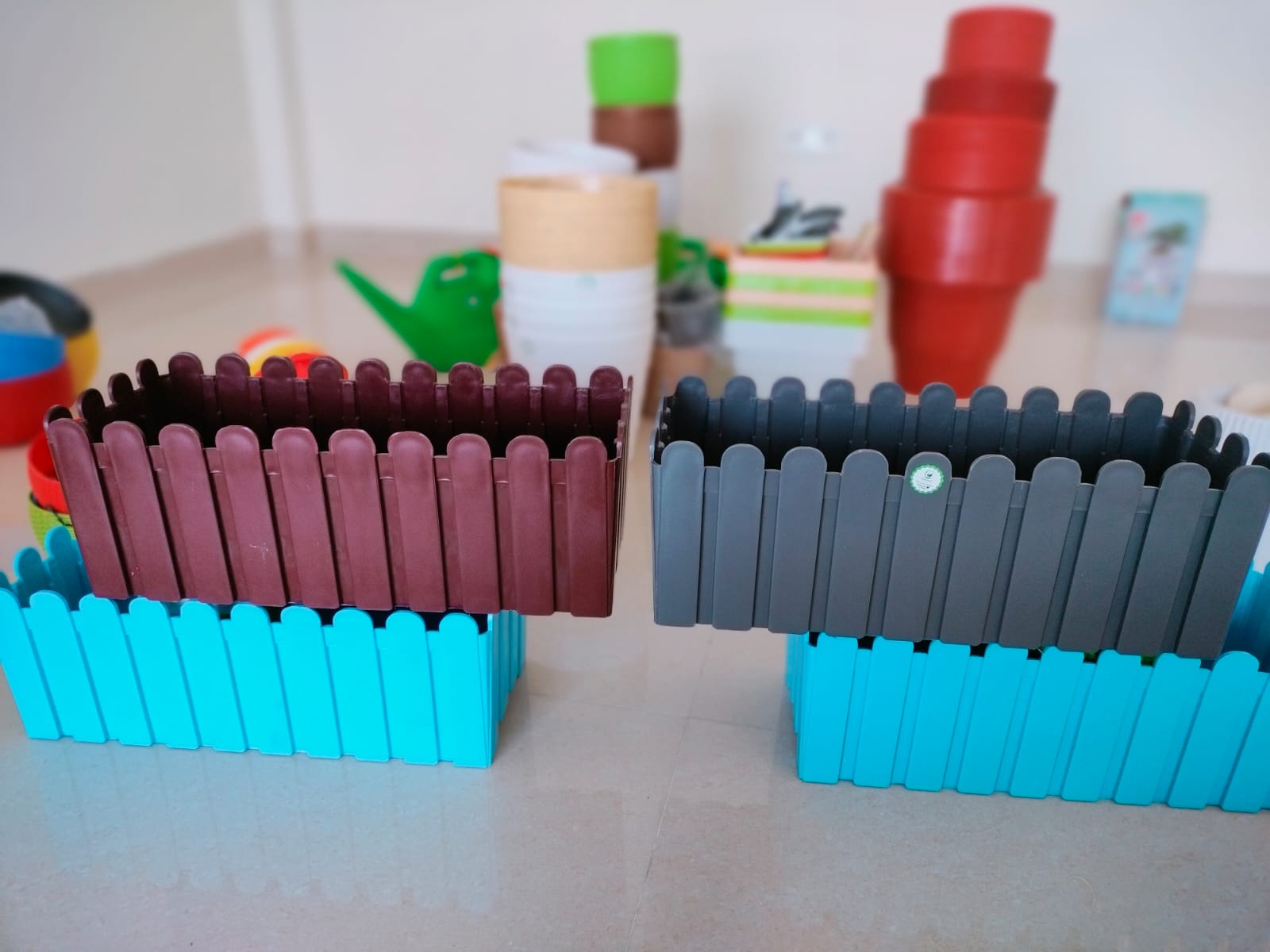 Colorful Rectangular Fence Planter Box