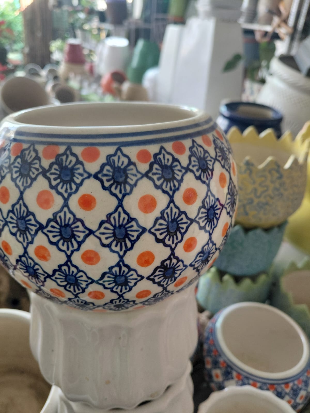 Hand-Painted Ceramic Pot-6"