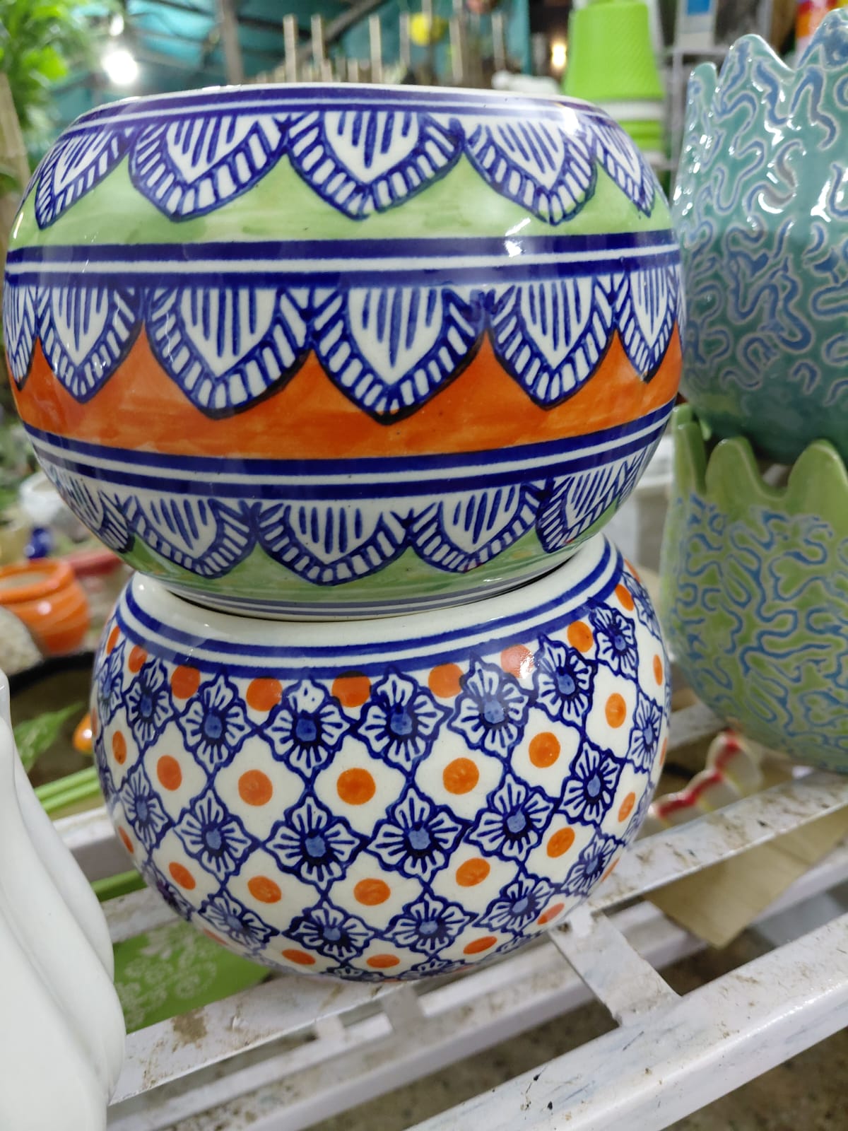 Hand-Painted Ceramic Pot-6"