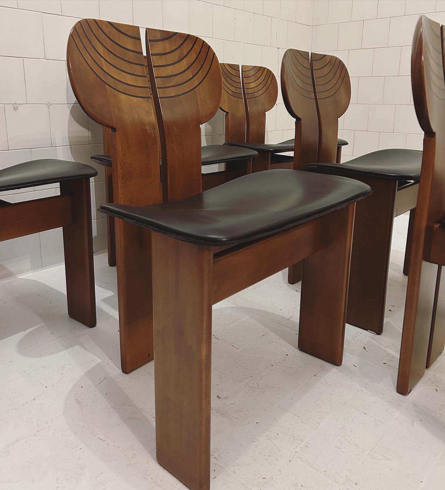 Set Of Six Afra & Tobia Scarpa Africa Chairs , Design 70s Prod. Max Alto , Italy