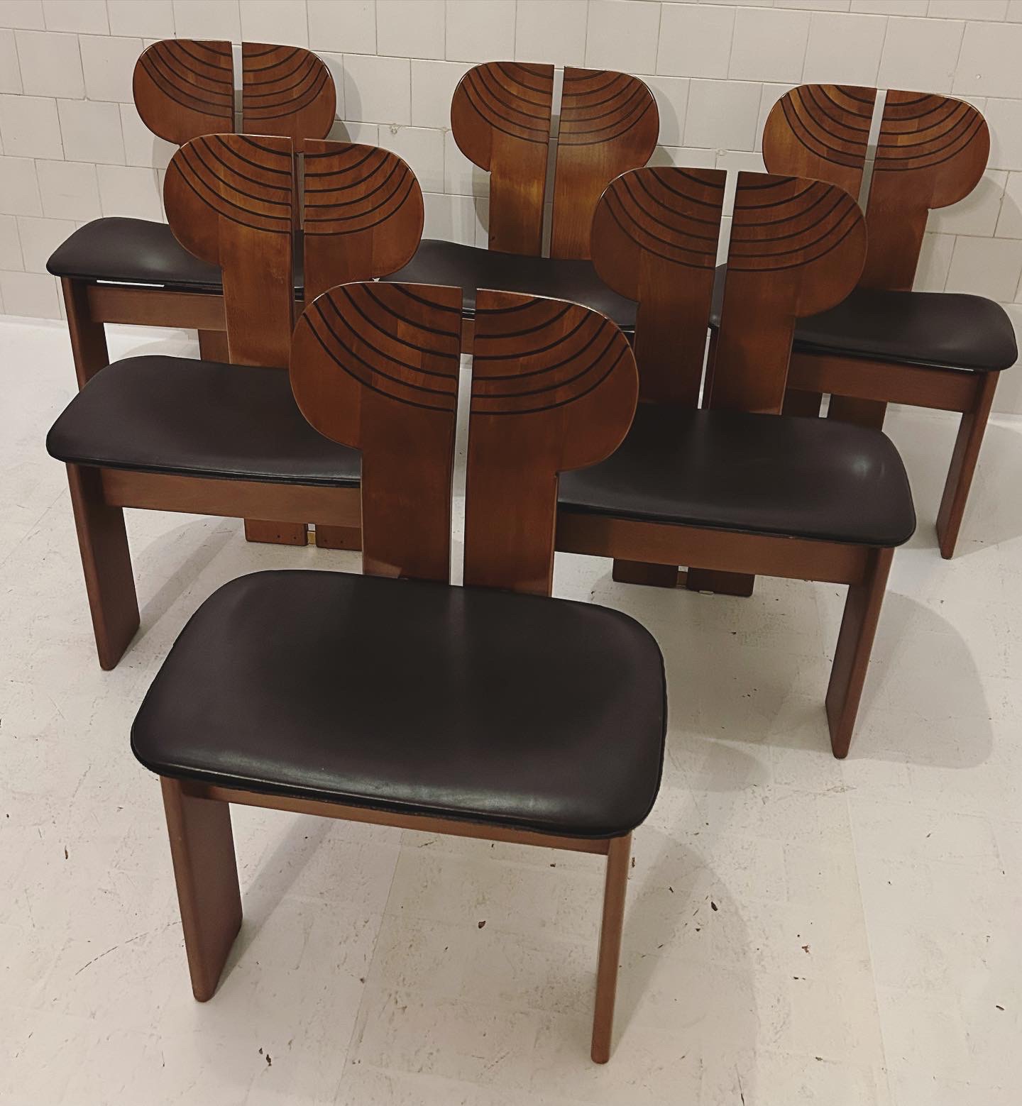 Set Of Six Afra & Tobia Scarpa Africa Chairs , Design 70s Prod. Max Alto , Italy