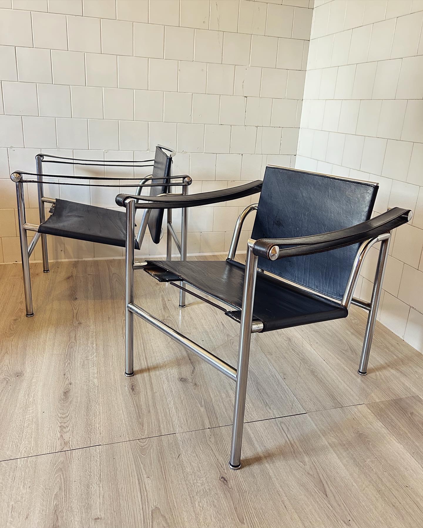 Pair of LC1 Armchairs by Le Corbusier for Cassina 1970s, Italy