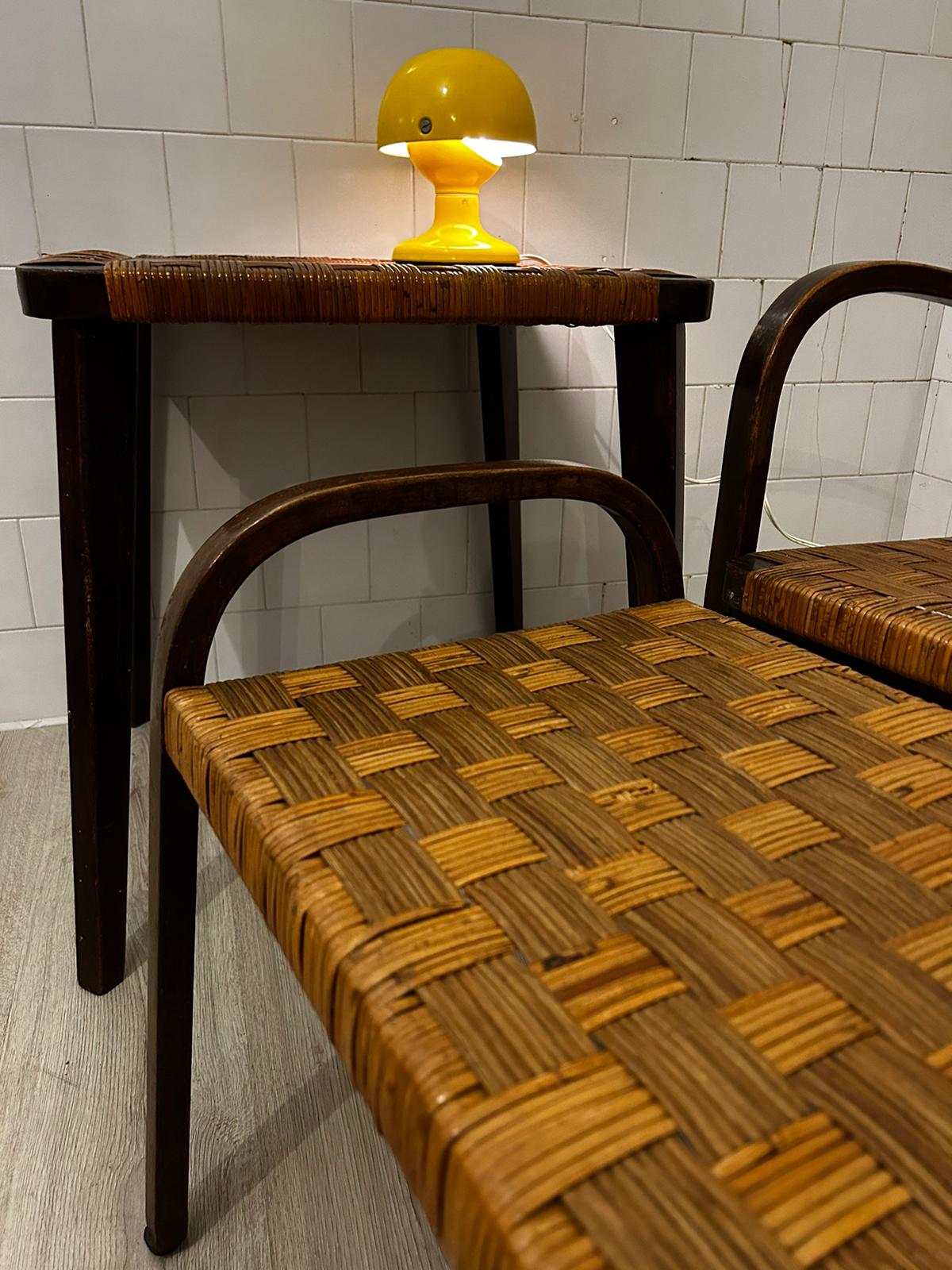 Set Fratelli Reguitti , Poltrona pouf e tavolino 1960