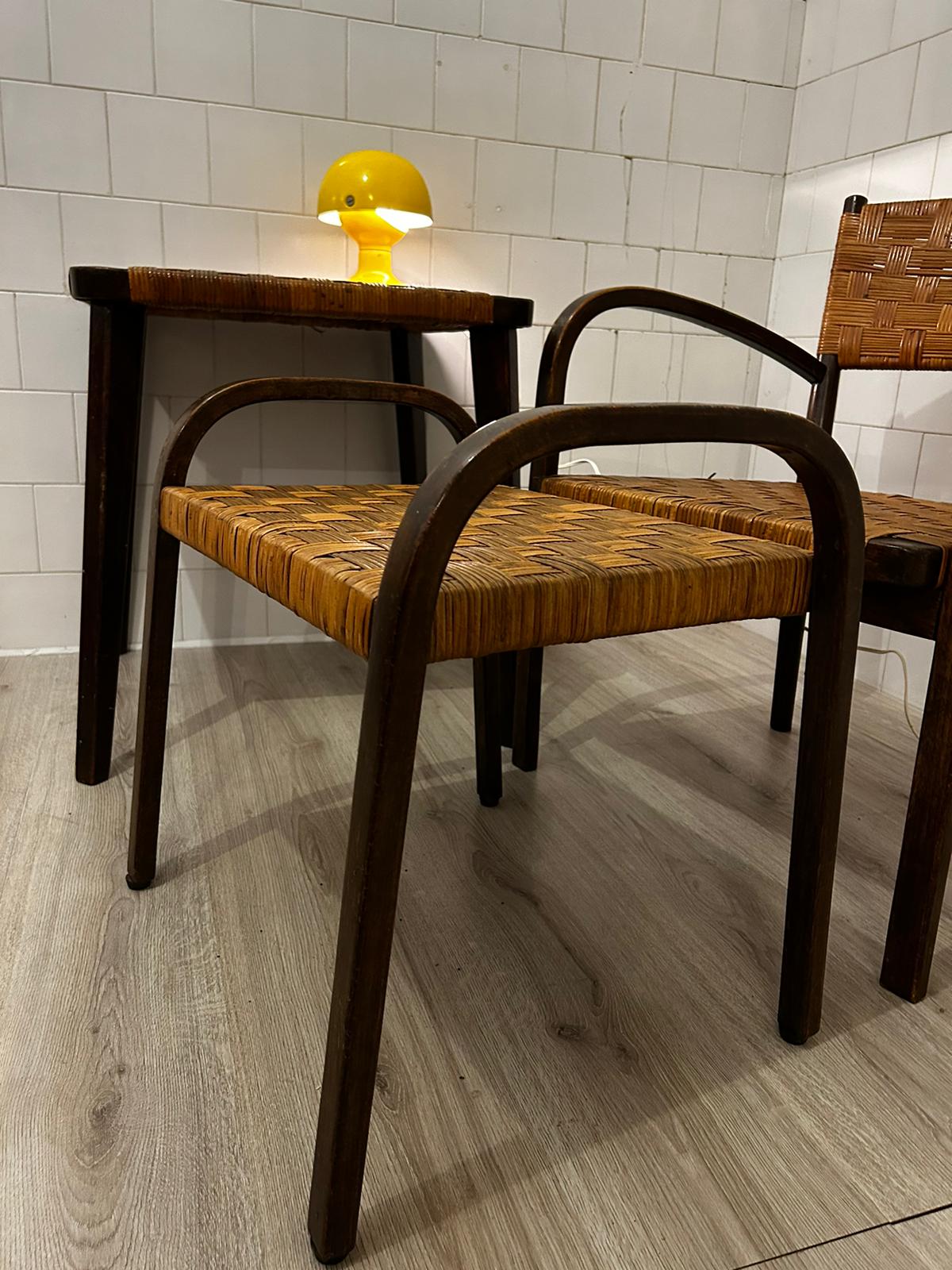 Set Fratelli Reguitti , Poltrona pouf e tavolino 1960