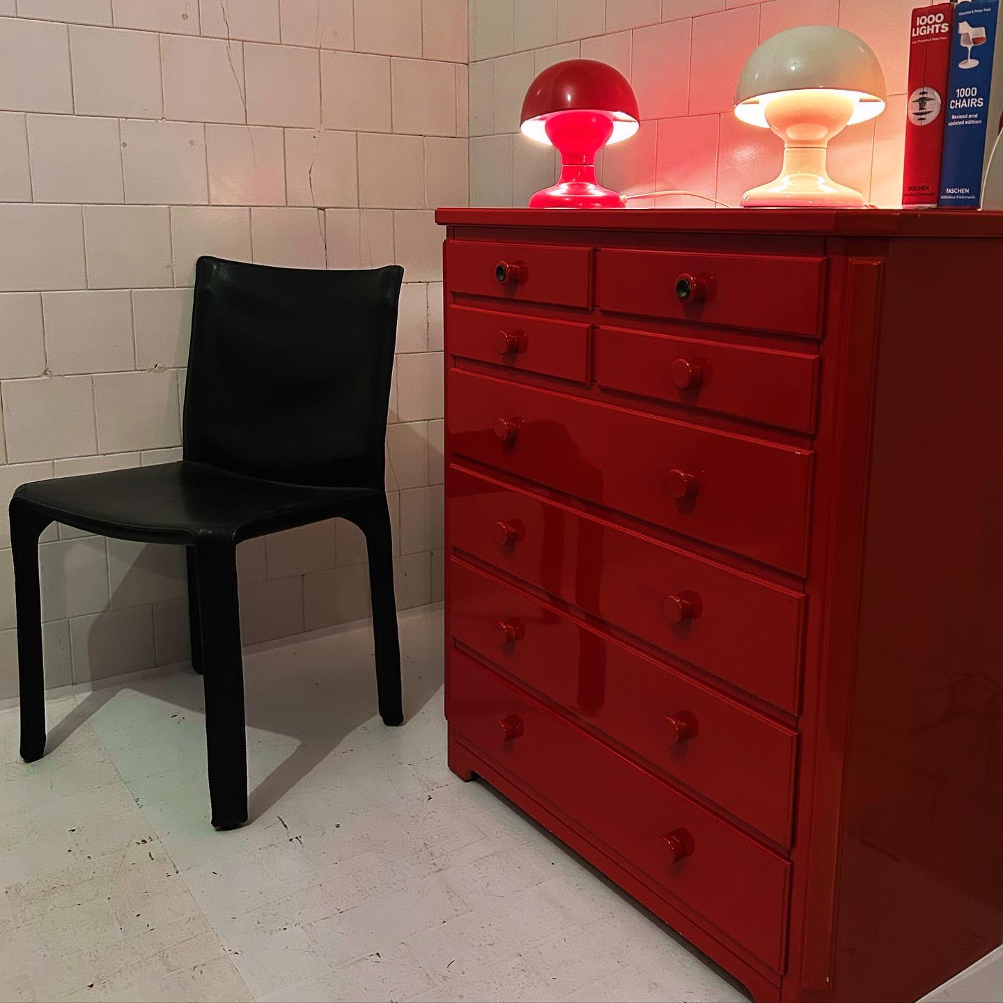Italian Midcentury Dresser in Red Lacquered Wood , 1970, Italy
