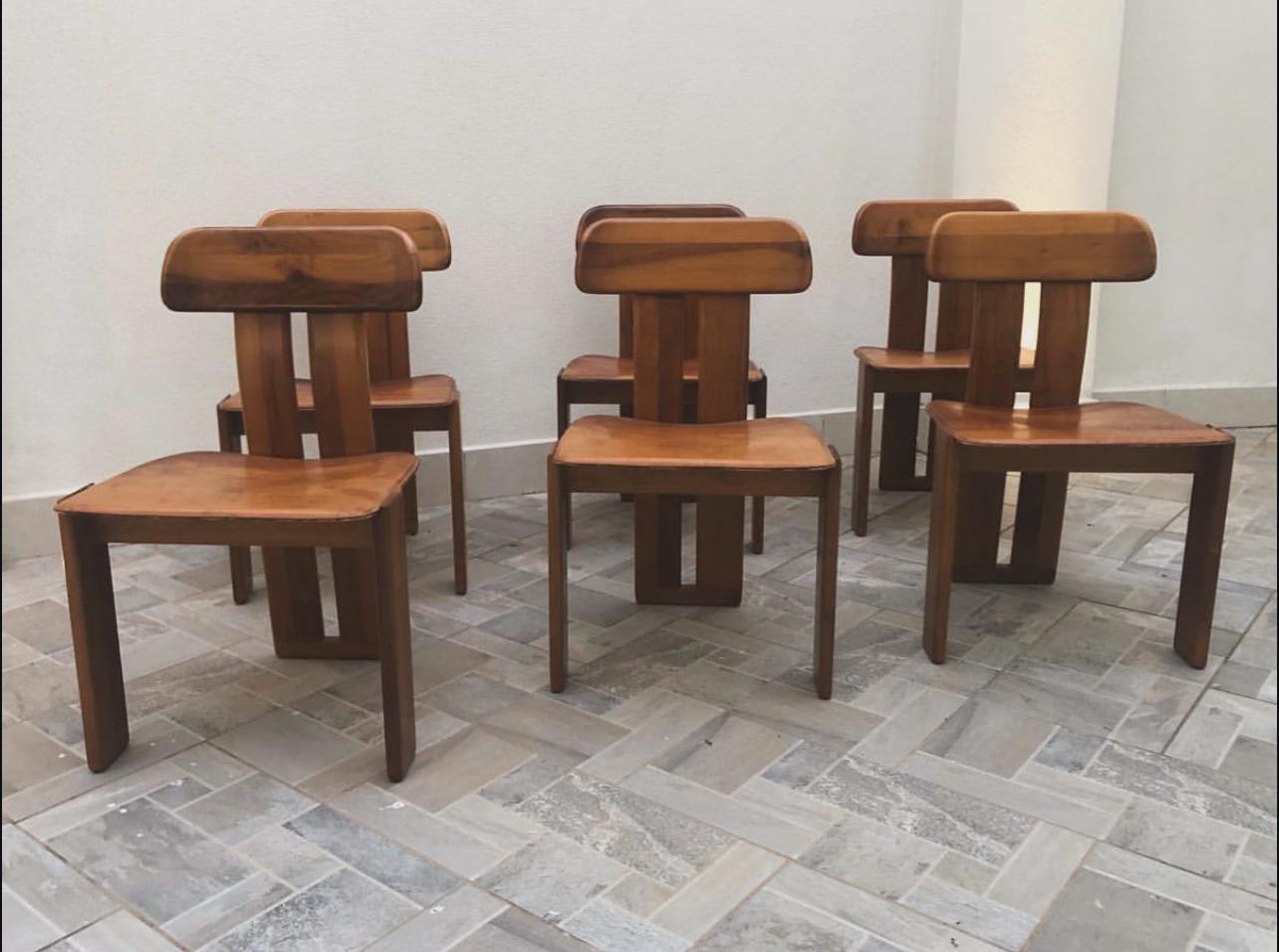Set Six Sculptural 'Sapporo' Dining Chairs Design By Mario Marenco for Mobilgirgi, Italy 1970s