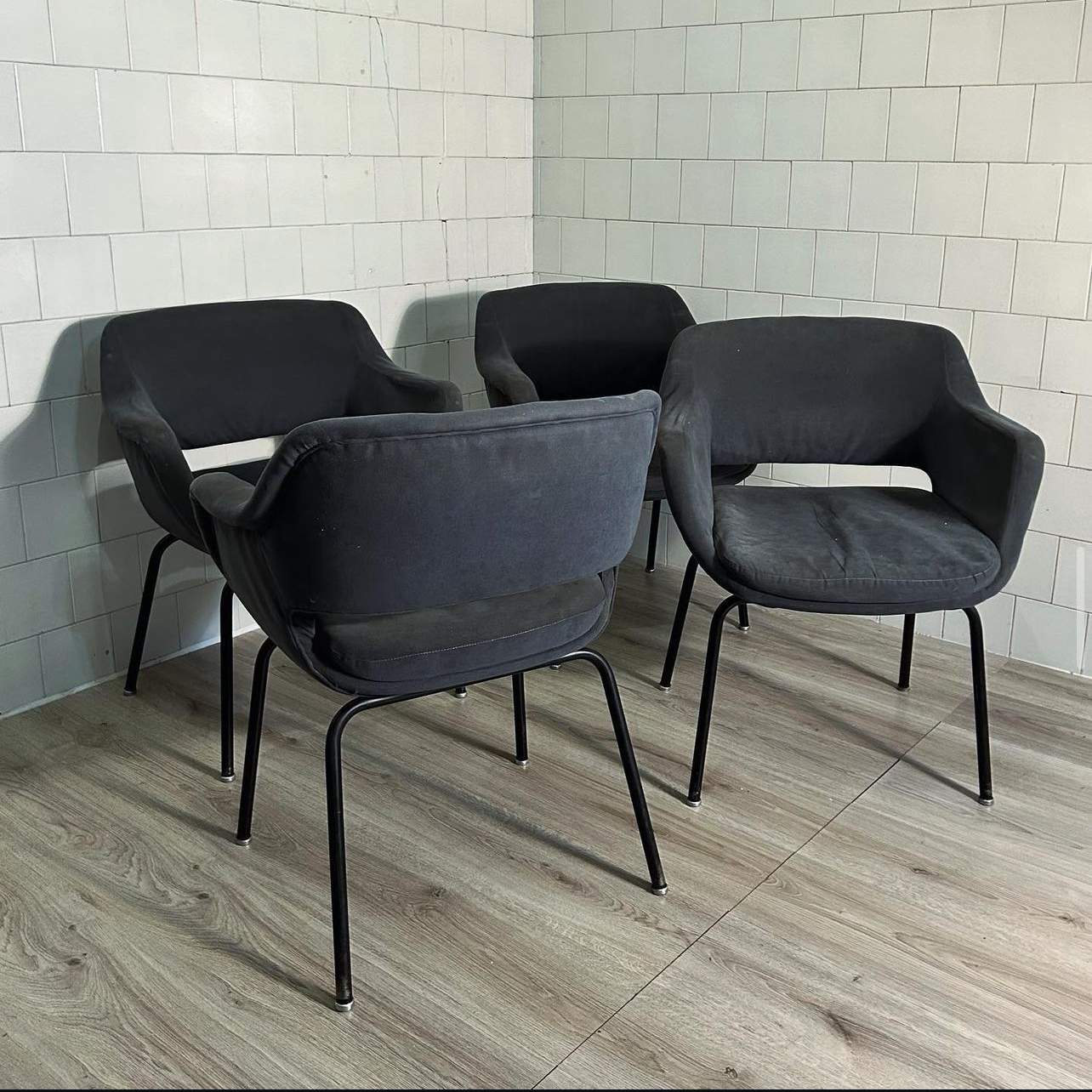 Set 4 Vintage Olli Mannermaa Armchairs By Cassina, Mod 1106 . Italy, 1960s