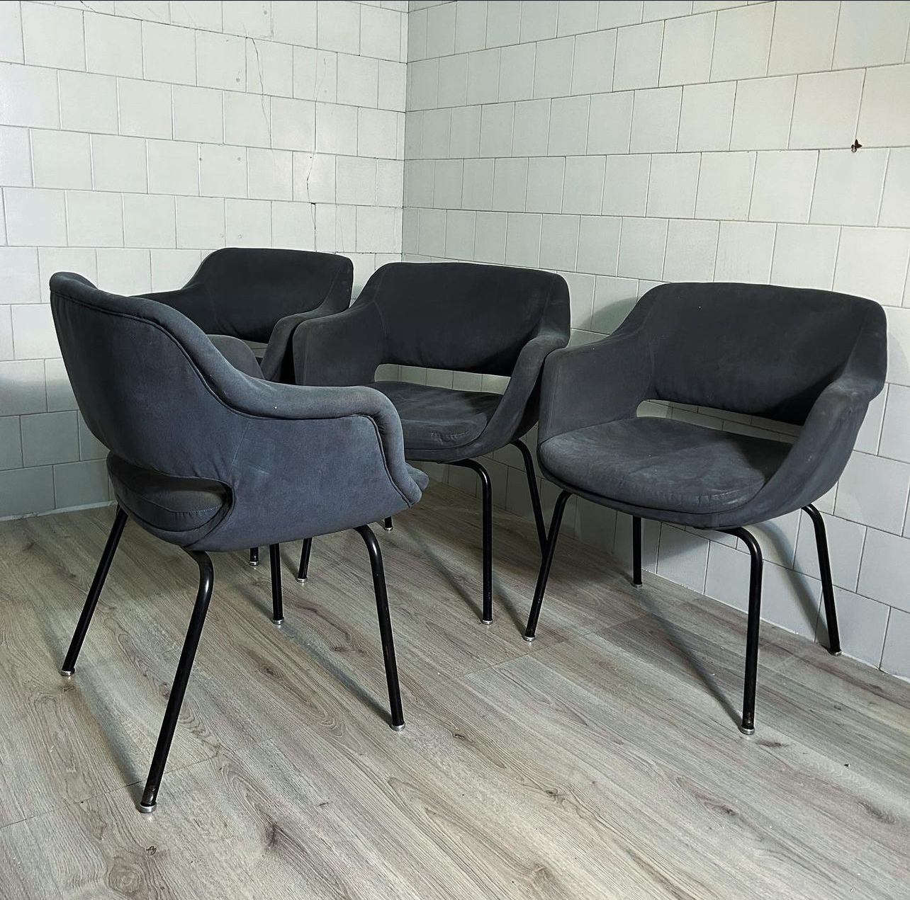 Set 4 Vintage Olli Mannermaa Armchairs By Cassina, Mod 1106 . Italy, 1960s
