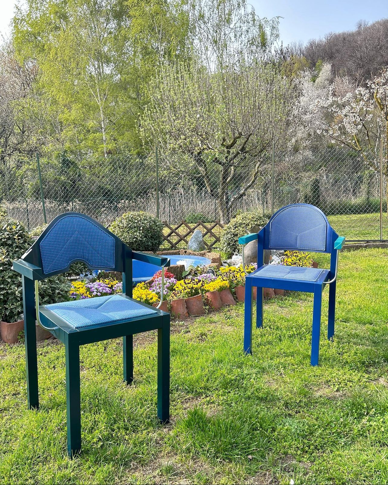 Pair Vintage 'Memphis Style' Thonet Dining Chairs, Austria