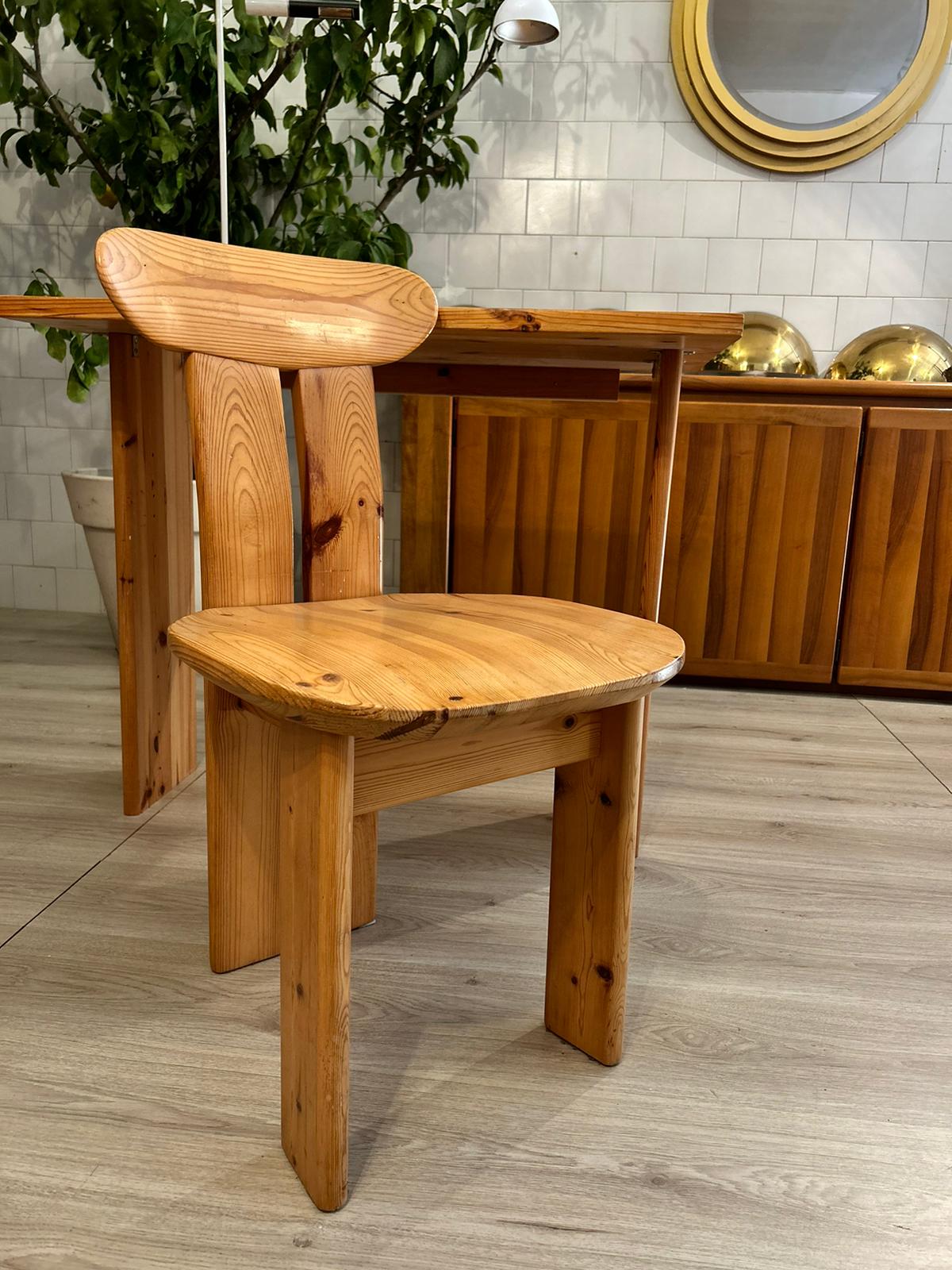 Set Scrivania e Sedia In Pino , Anni 70 , Design Att. Mario Marenco 