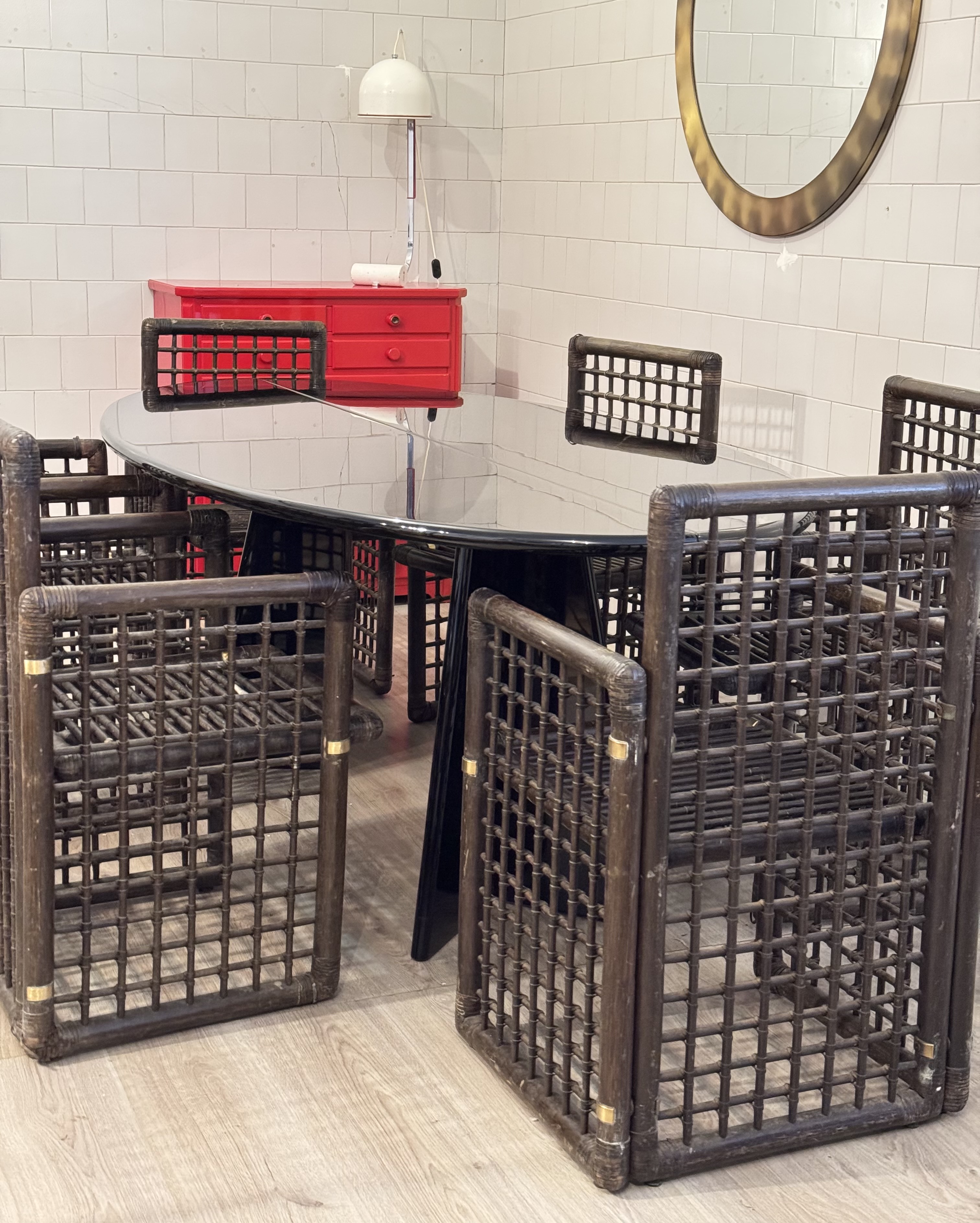 Large Console / Table In Lacquered Black Wood, 1970 Italy 