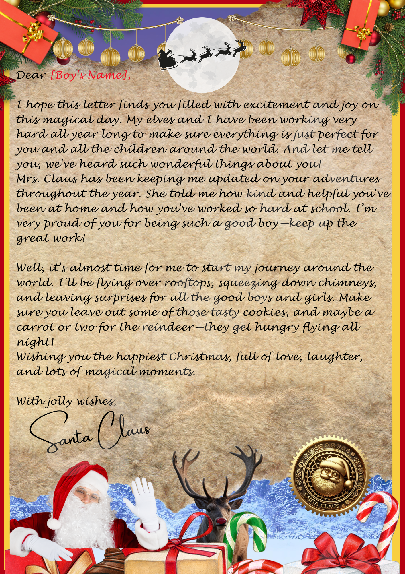 personalized letter from Santa Claus (Boy)