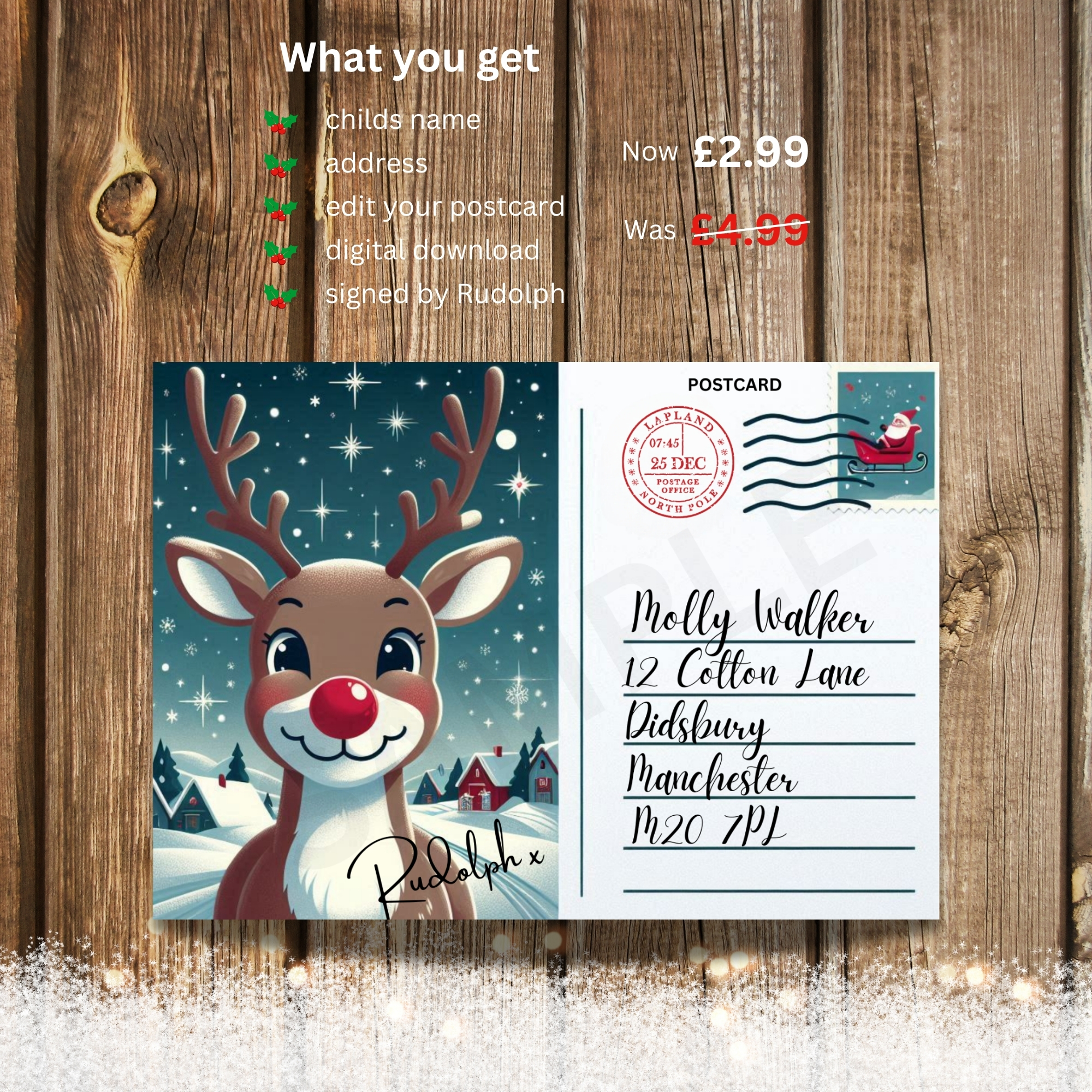 personalized Postcard from Rudolph