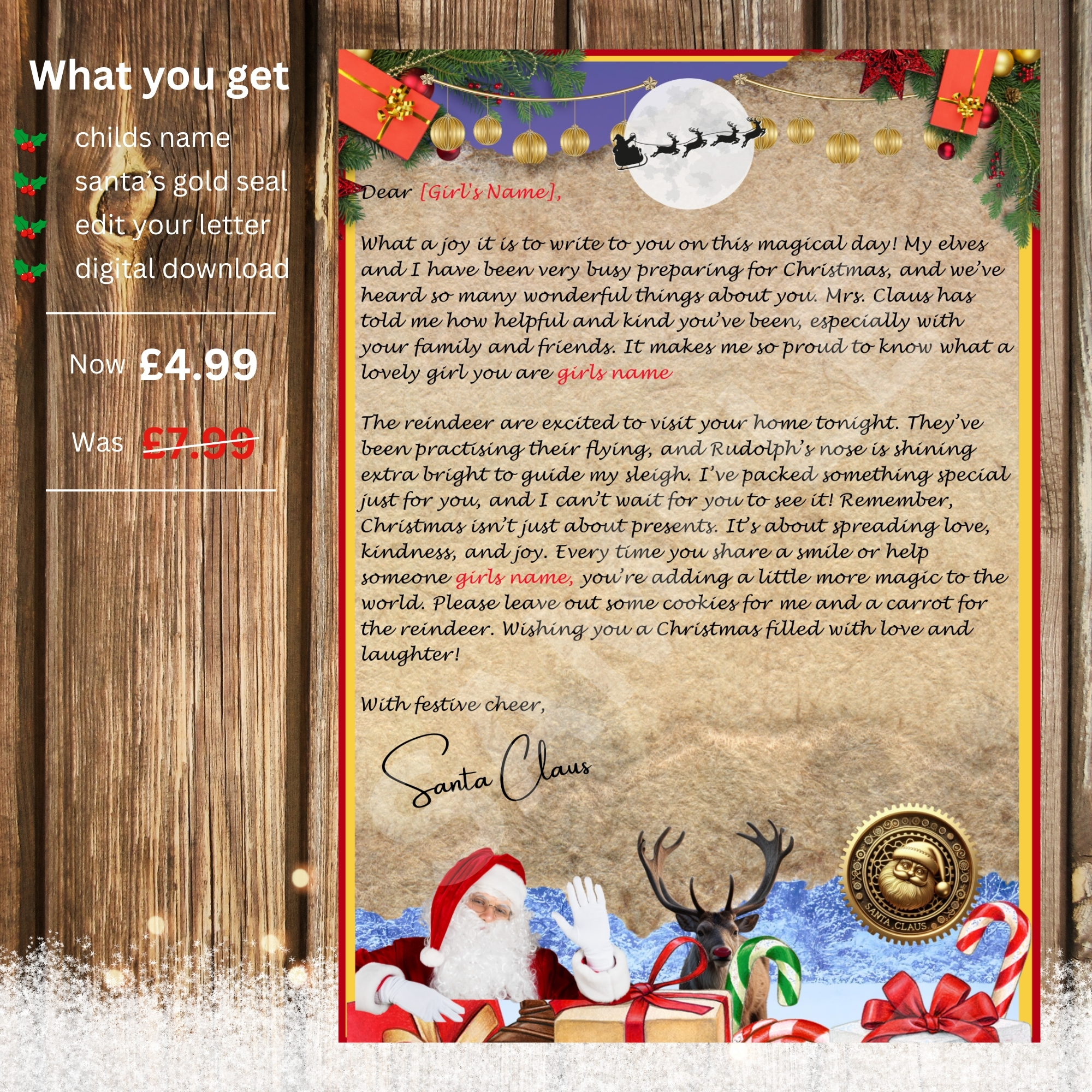 personalized letter from Santa Claus (girl)