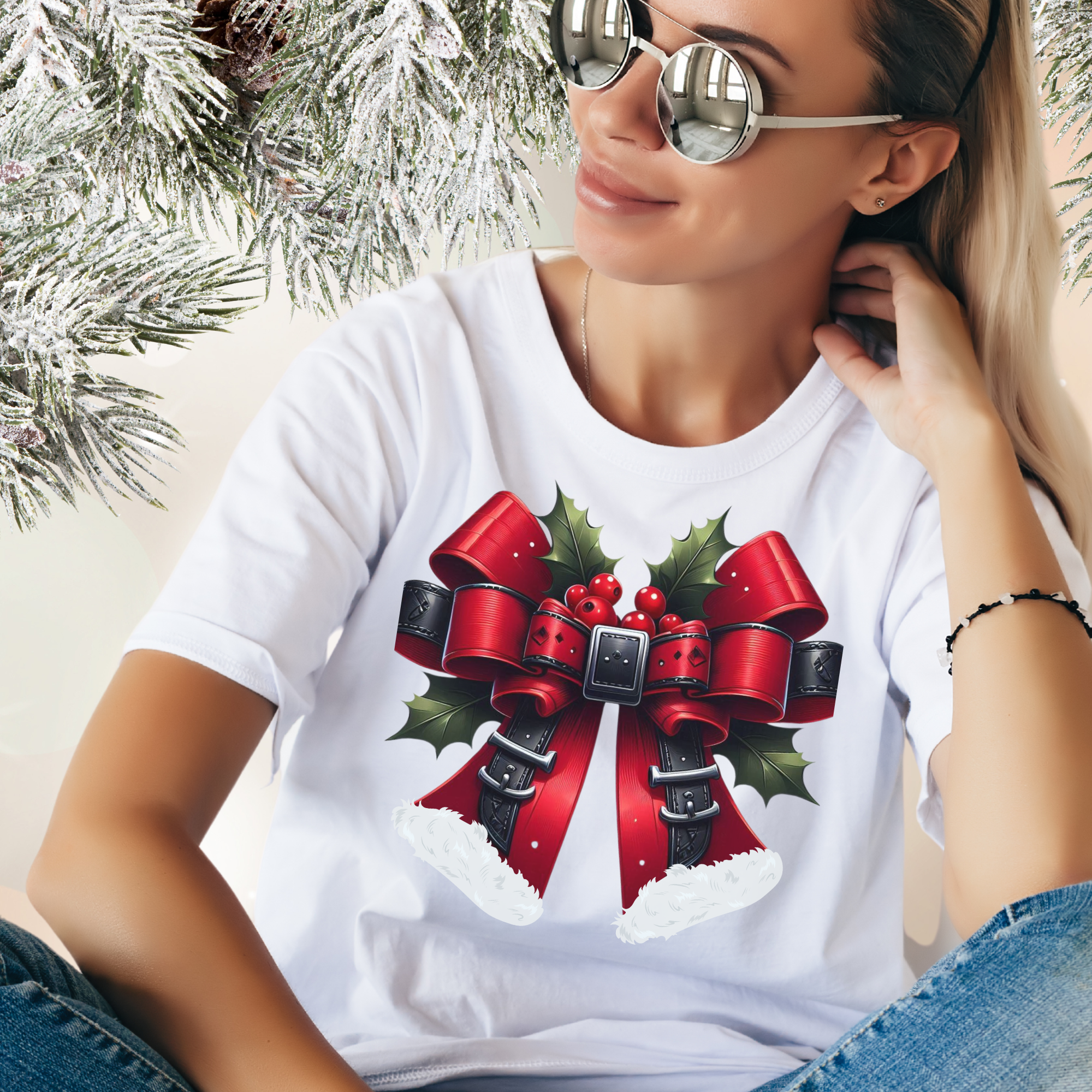 Christmas Santa Bow PNGs  T-Shirt Designs.