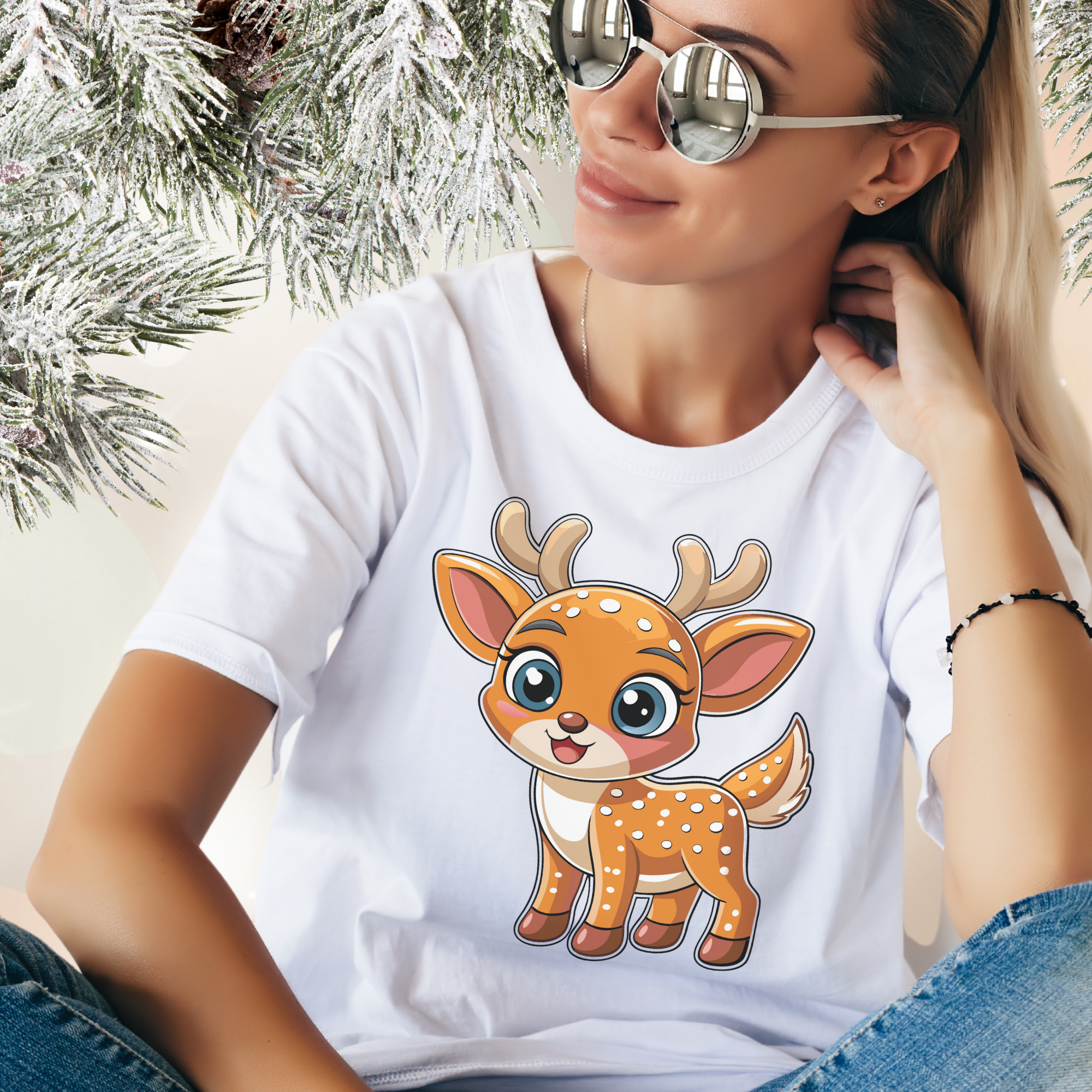 Christmas Deer PNGs T-Shirt Designs.