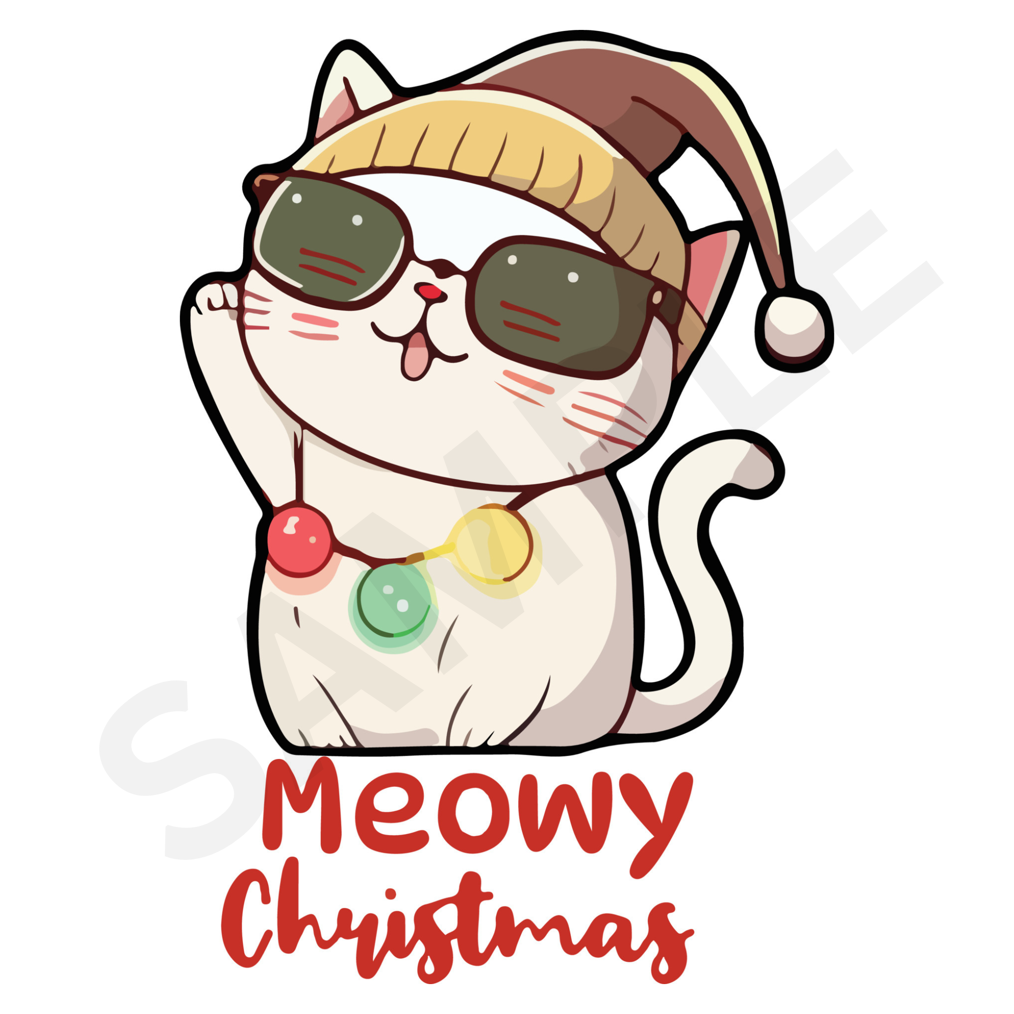 Christmas Cat PNGs T-Shirt Designs.