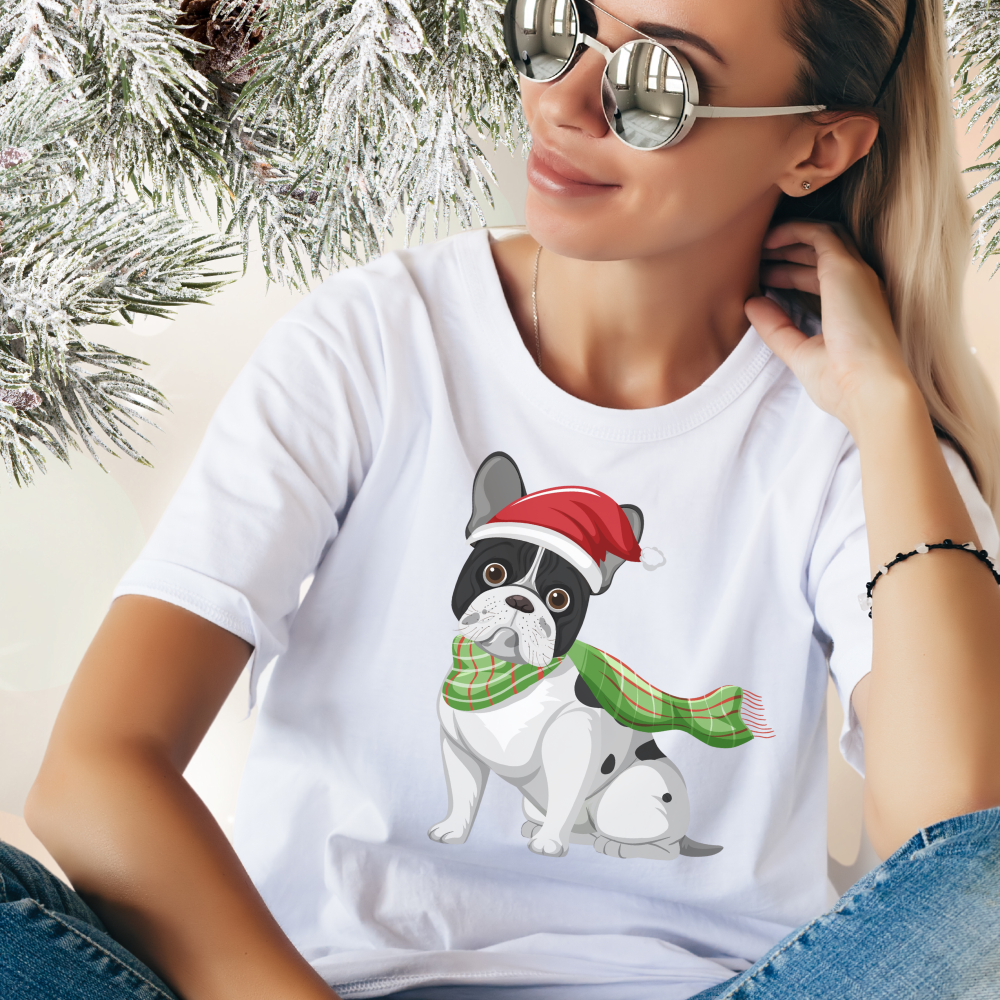 Christmas Bulldog PNGs T-Shirt Designs.