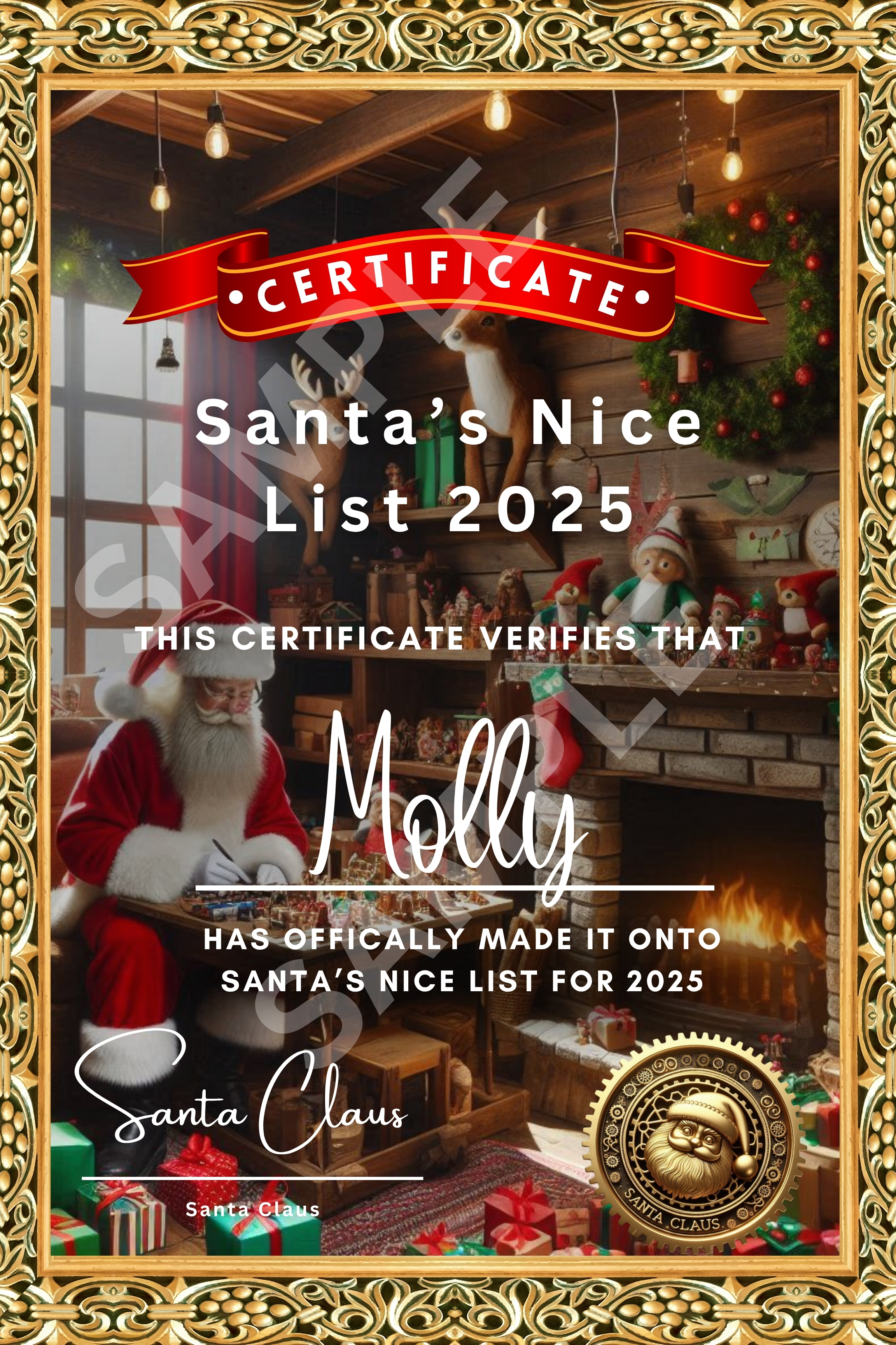 personalized Santa's Nice List Certificate
