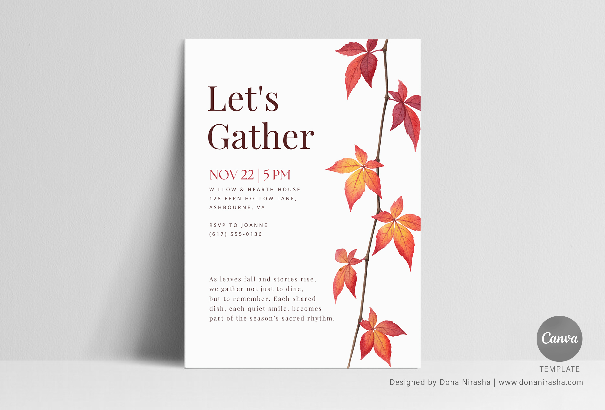 Thanksgiving | Friendsgiving | Fall Fete Canva Invitation - Temp 22