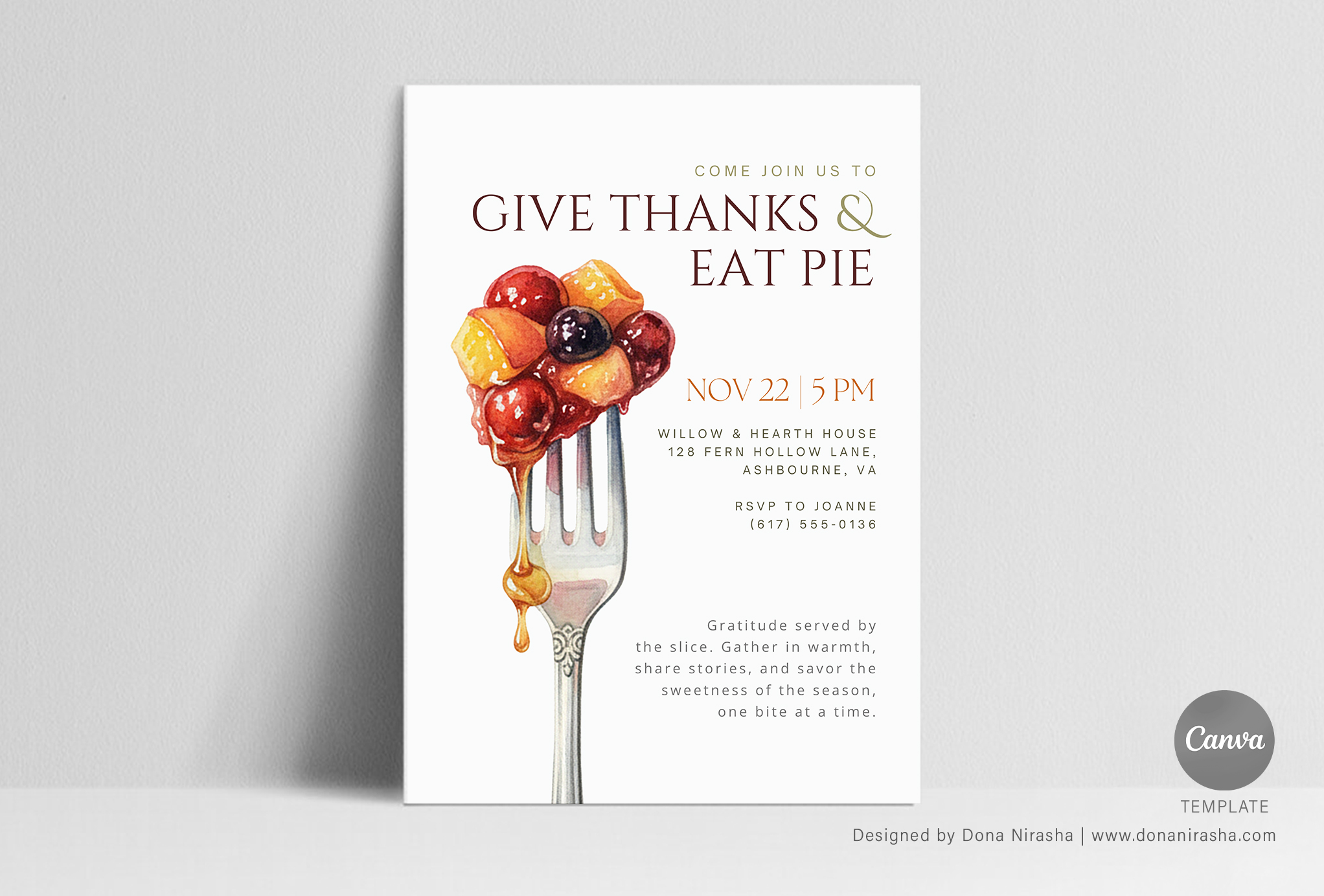 Thanksgiving | Friendsgiving | Fall Fete Canva Invitation - Temp 21