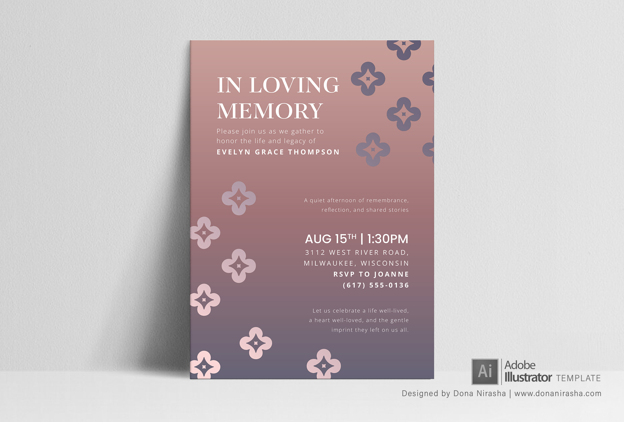 Memorial, intimate gathering invitation | Adobe Illustrator Invitation Template - 36
