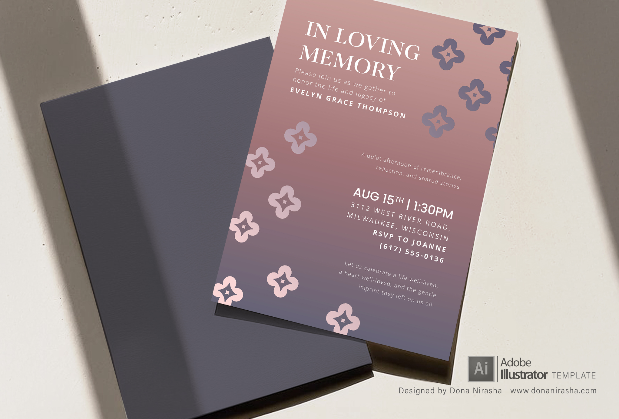 Memorial, intimate gathering invitation | Adobe Illustrator Invitation Template - 36
