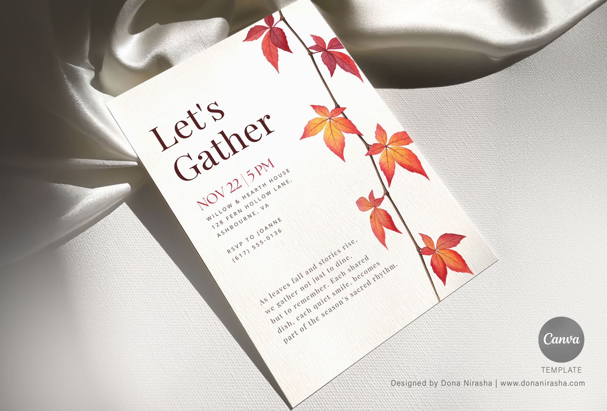 Thanksgiving | Friendsgiving | Fall Fete Canva Invitation - Temp 22