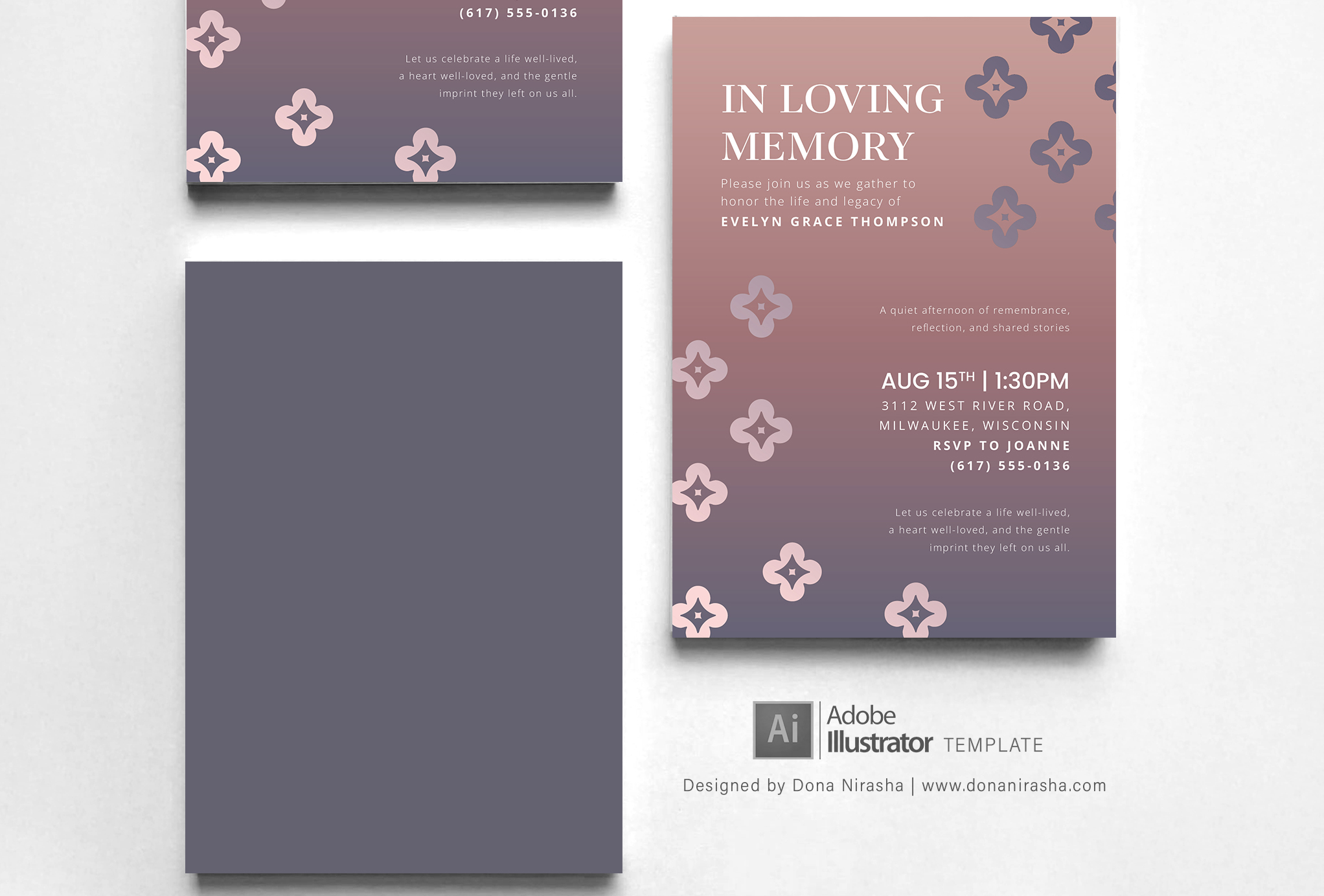 Memorial, intimate gathering invitation | Adobe Illustrator Invitation Template - 36