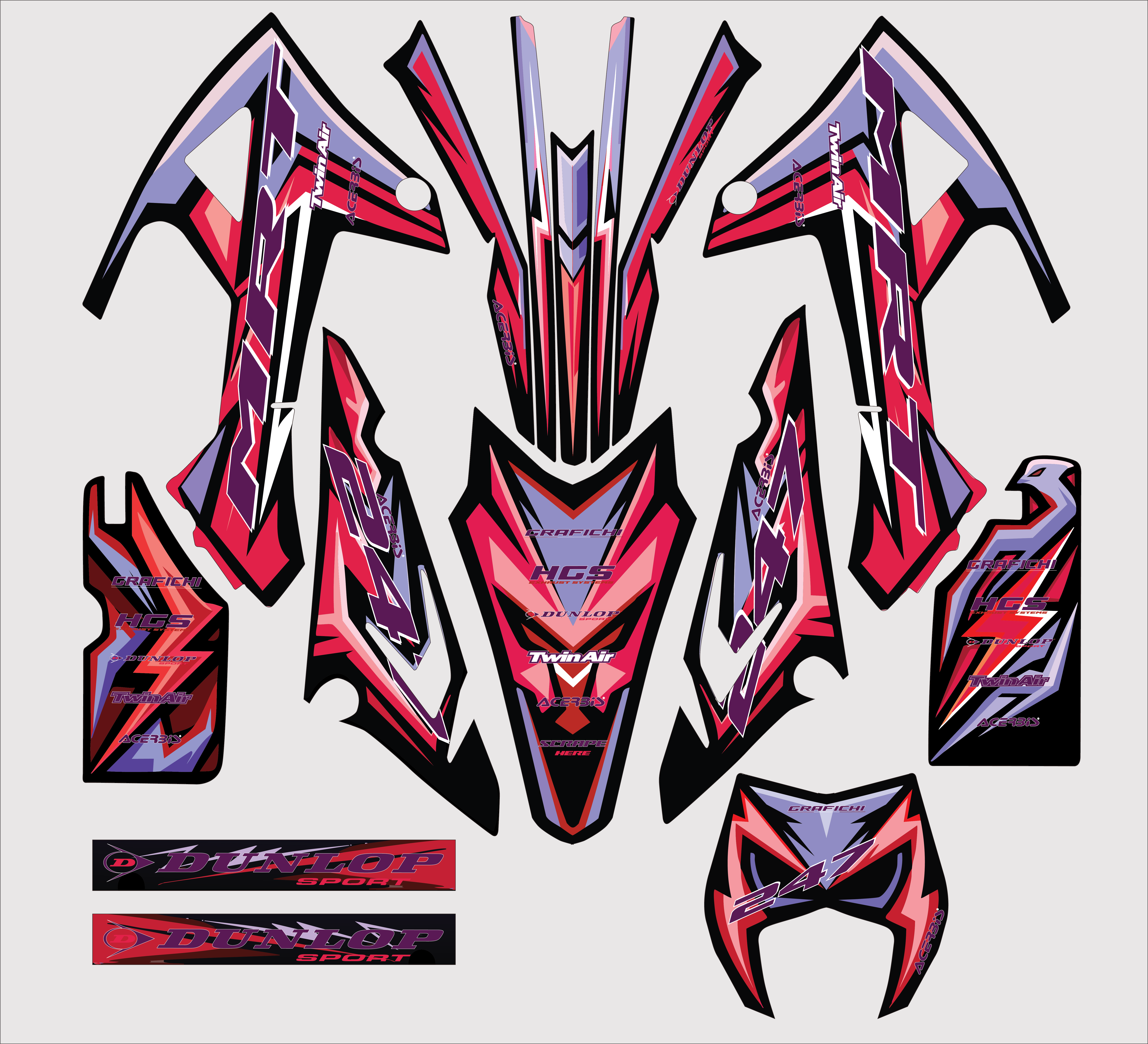 Purple & Red Rieju Mrt 50 Graphic Kit | 2022-2023 