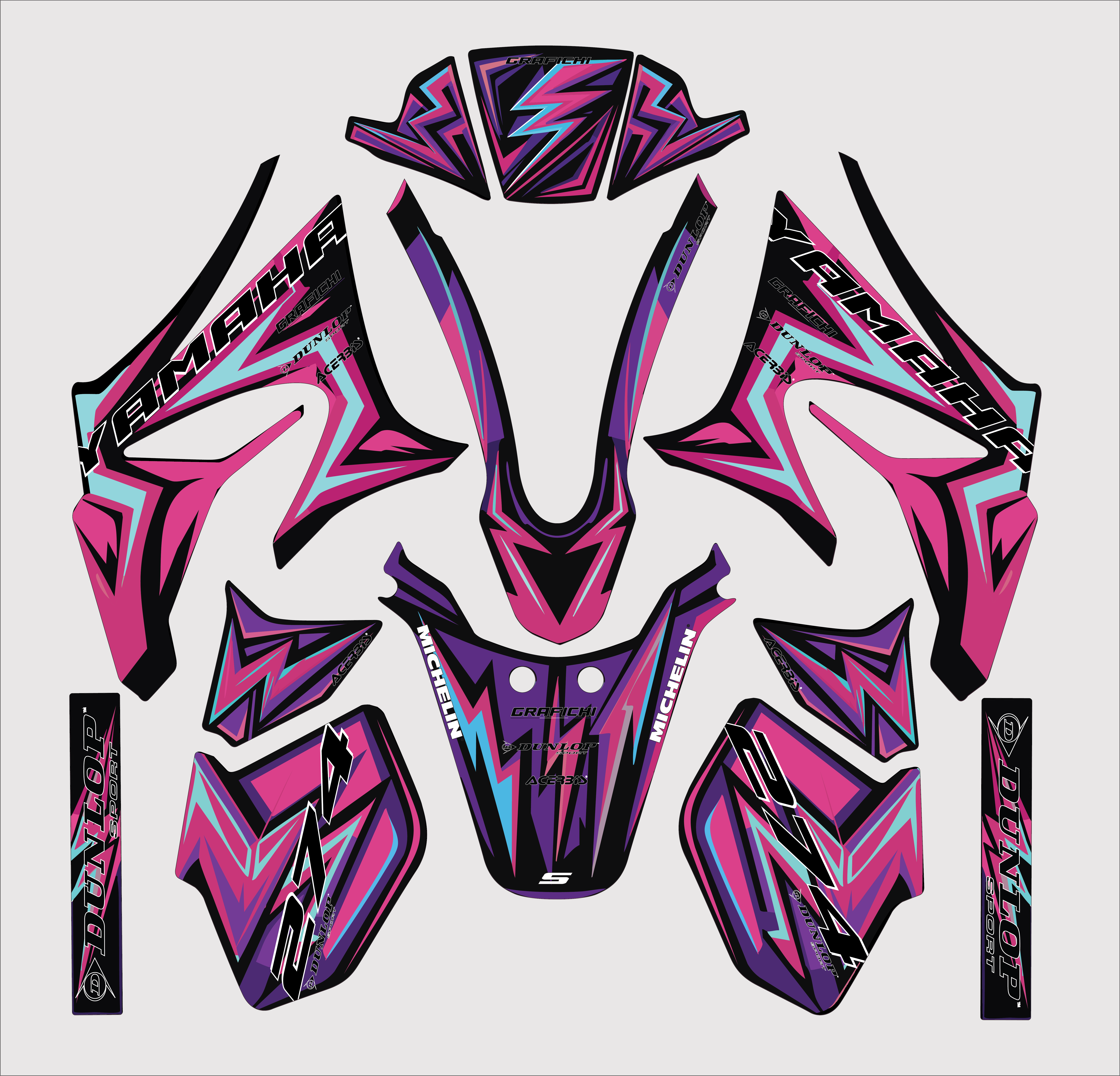 Pink Graphic Kit Yamaha DT50 | 2003+