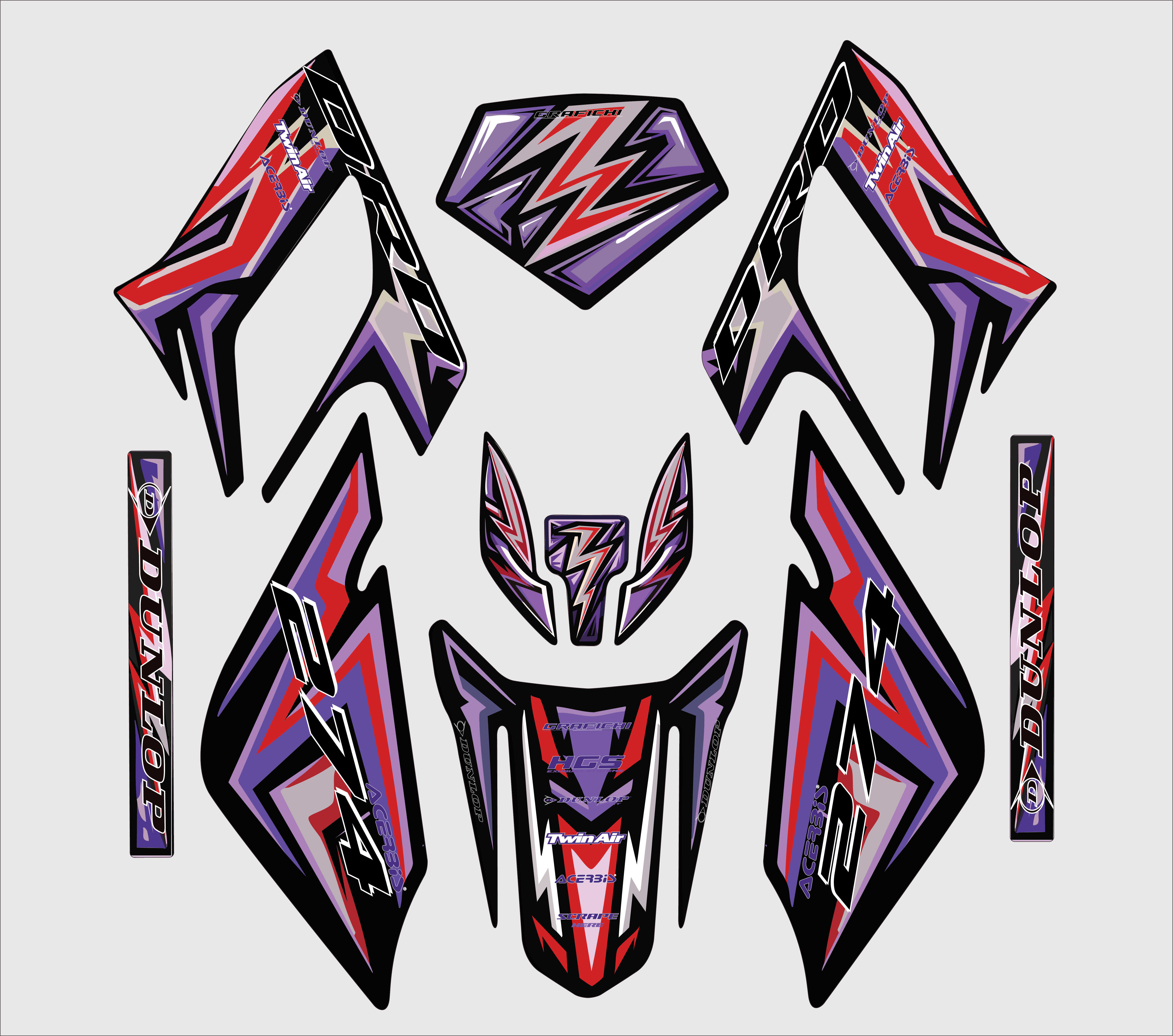 Purple & Red Derbi DRD Racing Graphic Kit | 2004-2010 