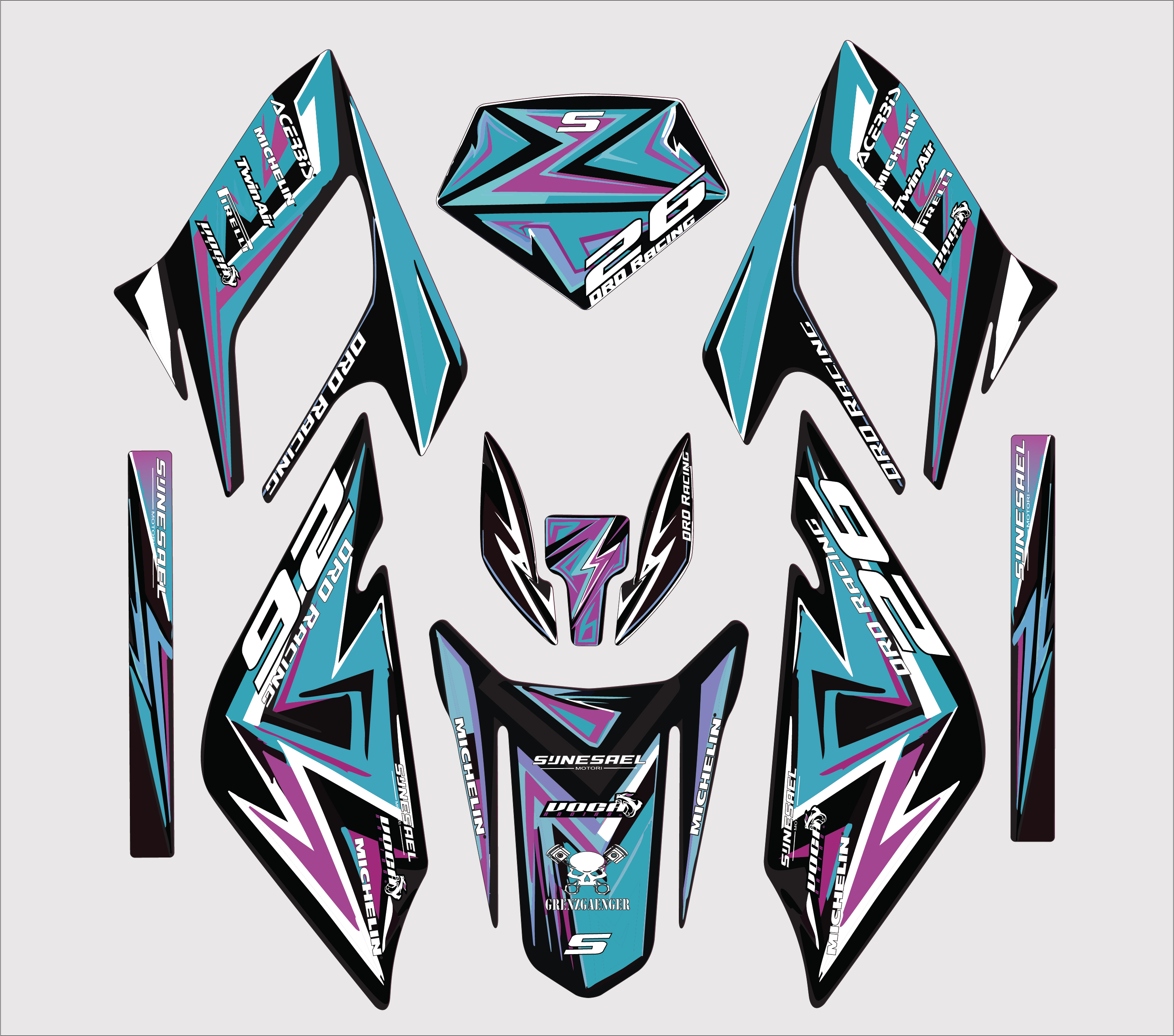 blue & Purple Derbi DRD Racing Graphic Kit | 2004-2010 