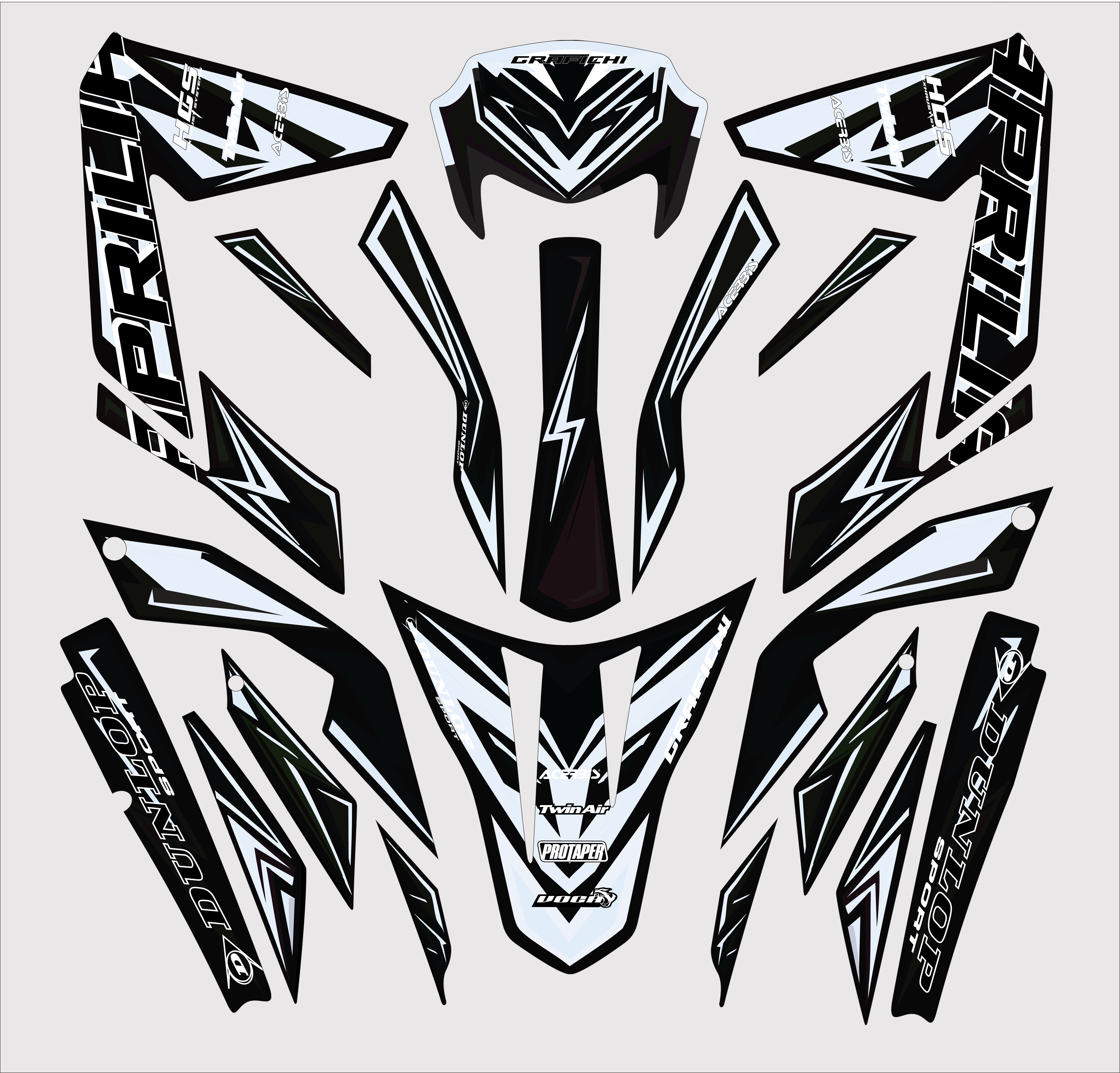 White Aprilia SX50/ RX50 Graphic Kit | 2011-2017