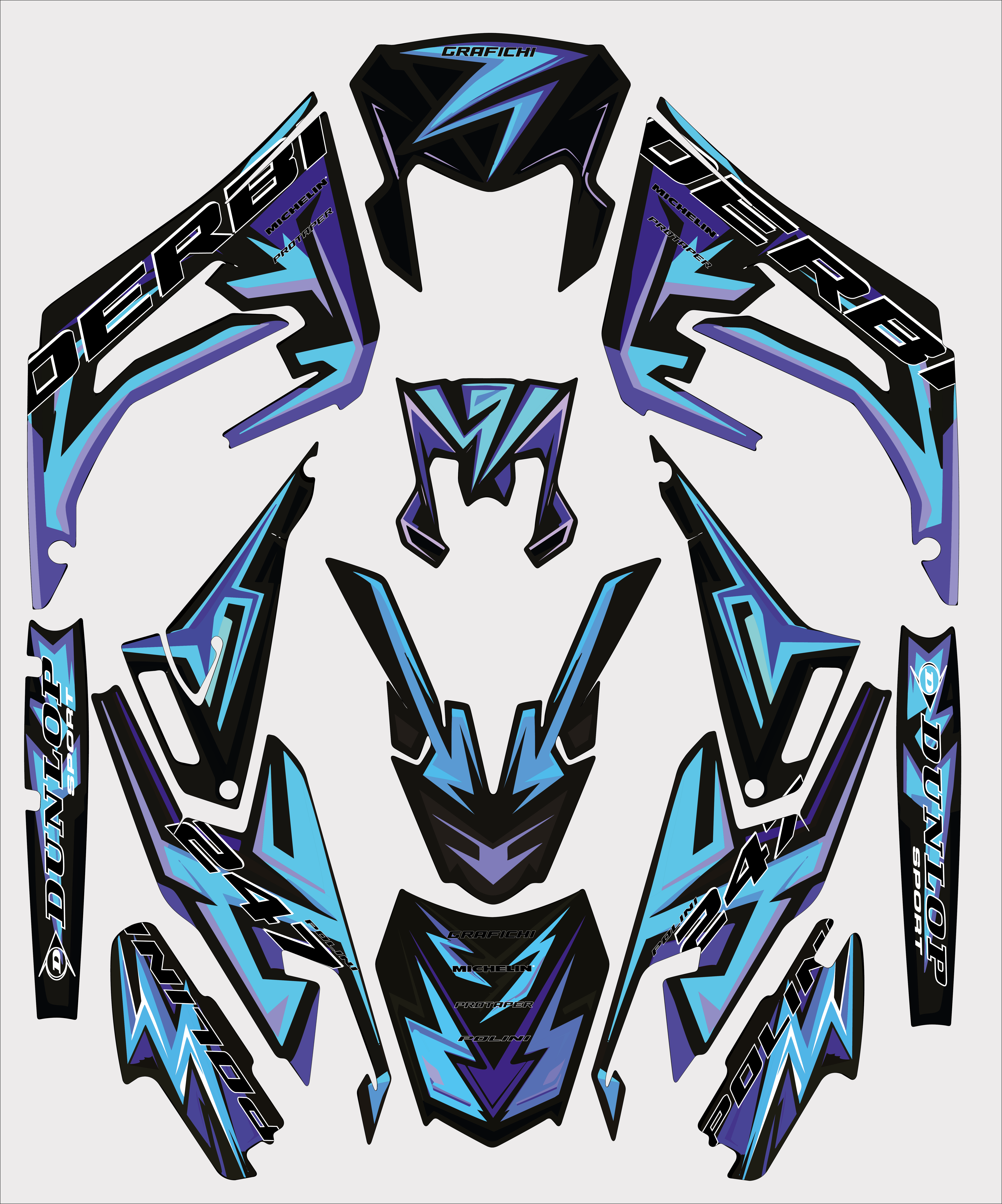 Blue & Purple Derbi Senda Graphic Kit | 2018-2023