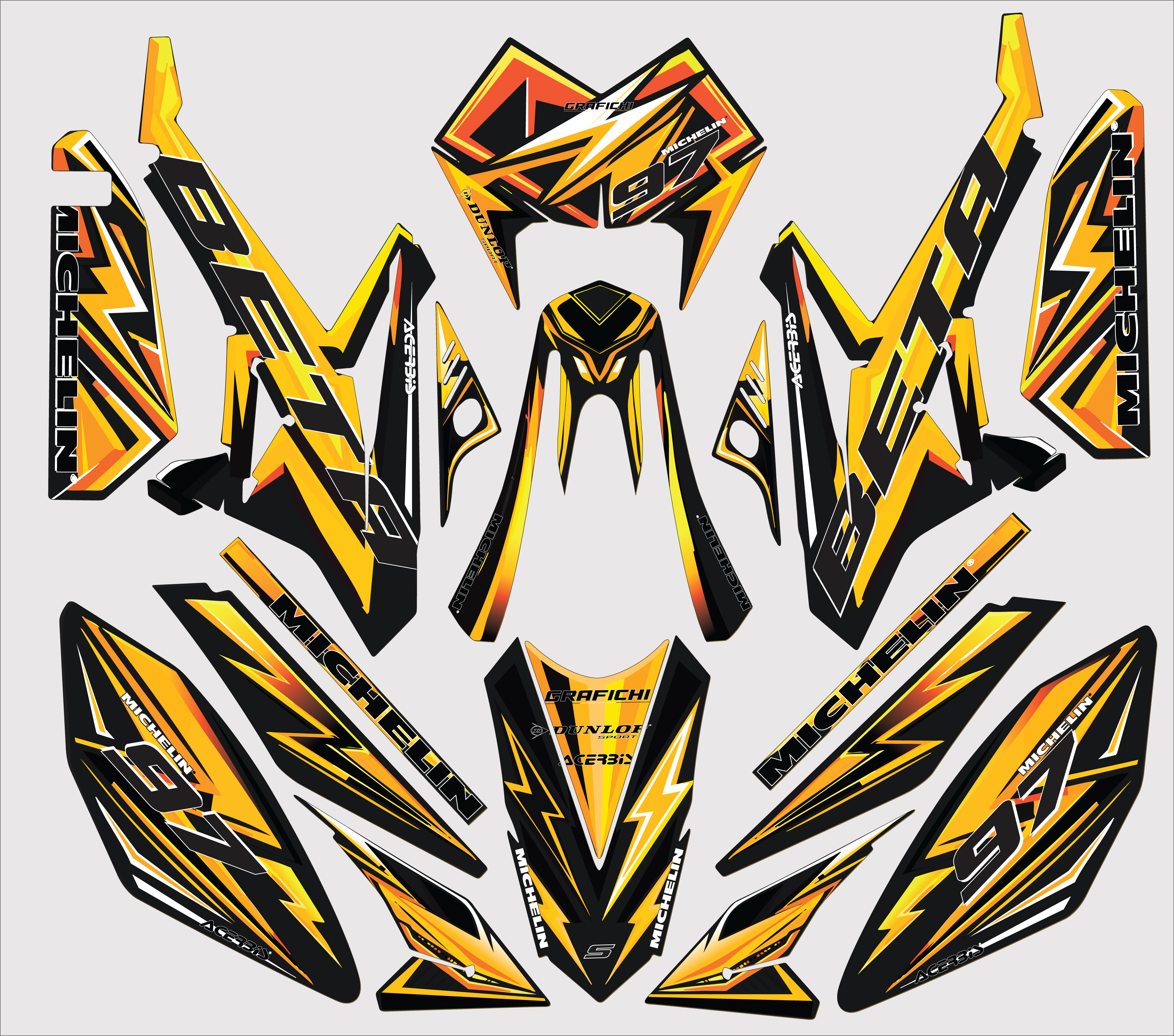 Yellow Beta RR50 Graphic Kit | 2011-2020 