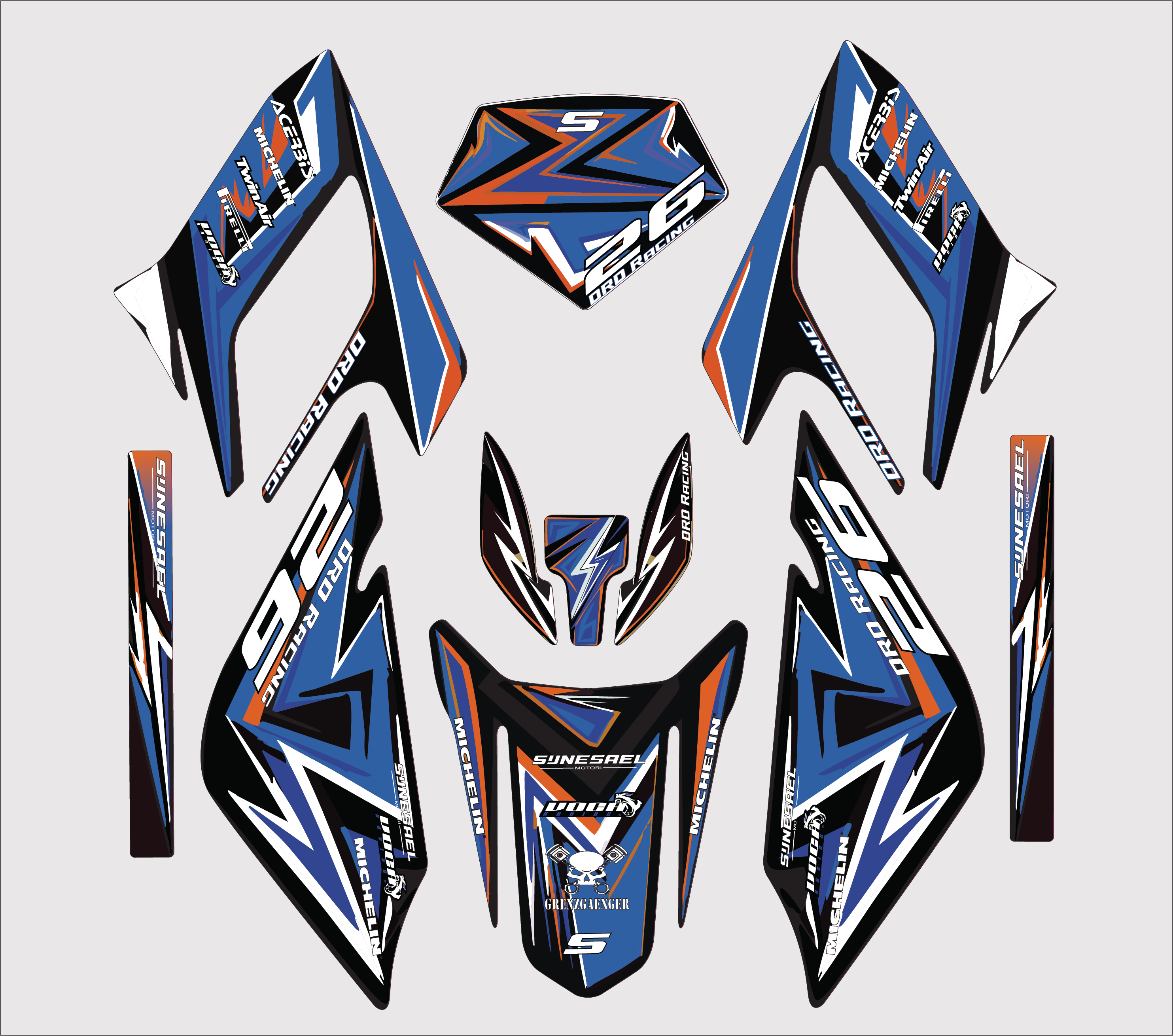 blue & Orange Derbi DRD Racing Graphic Kit | 2004-2010 