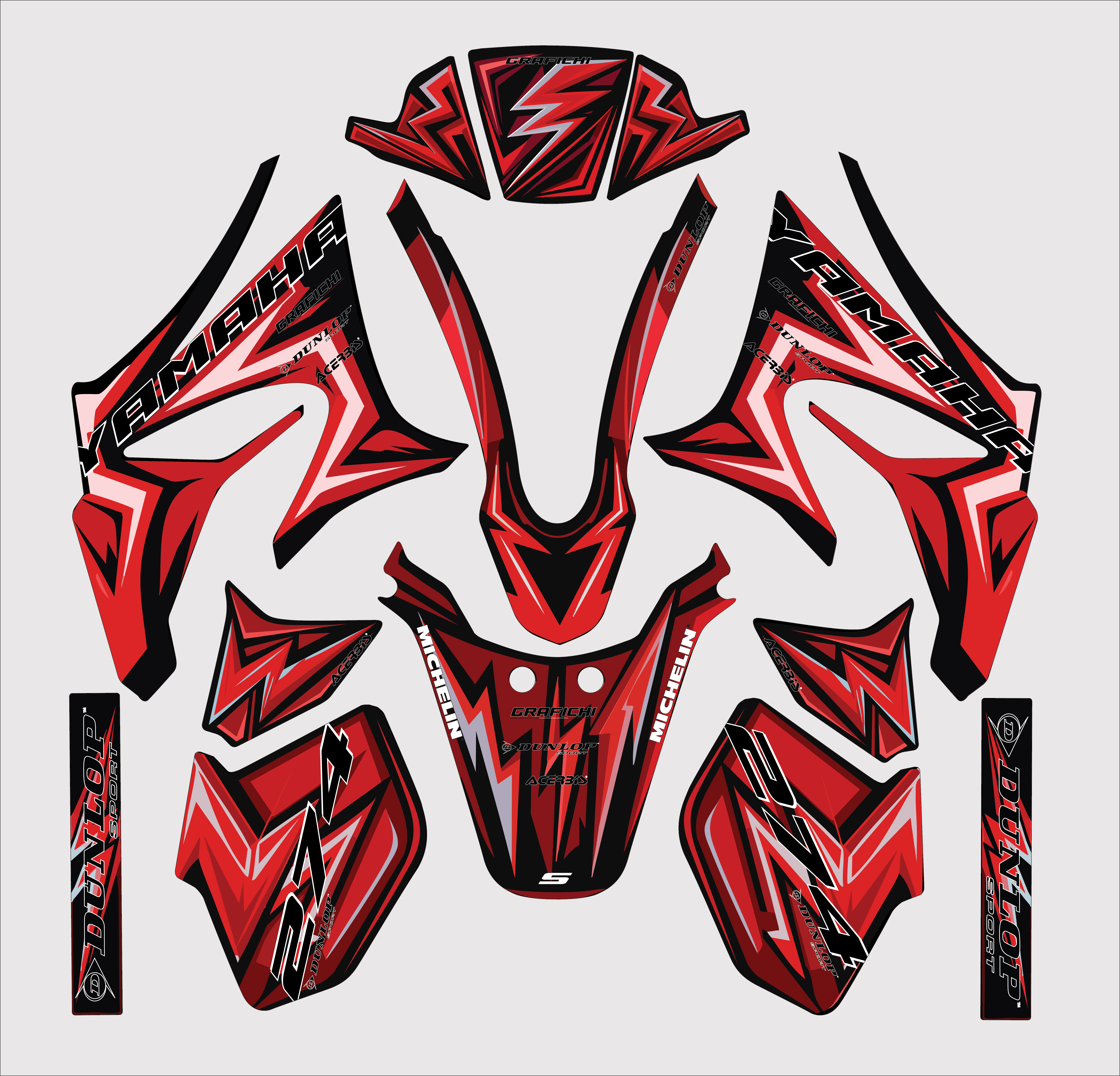 Red Graphic Kit Yamaha DT50 | 2003+