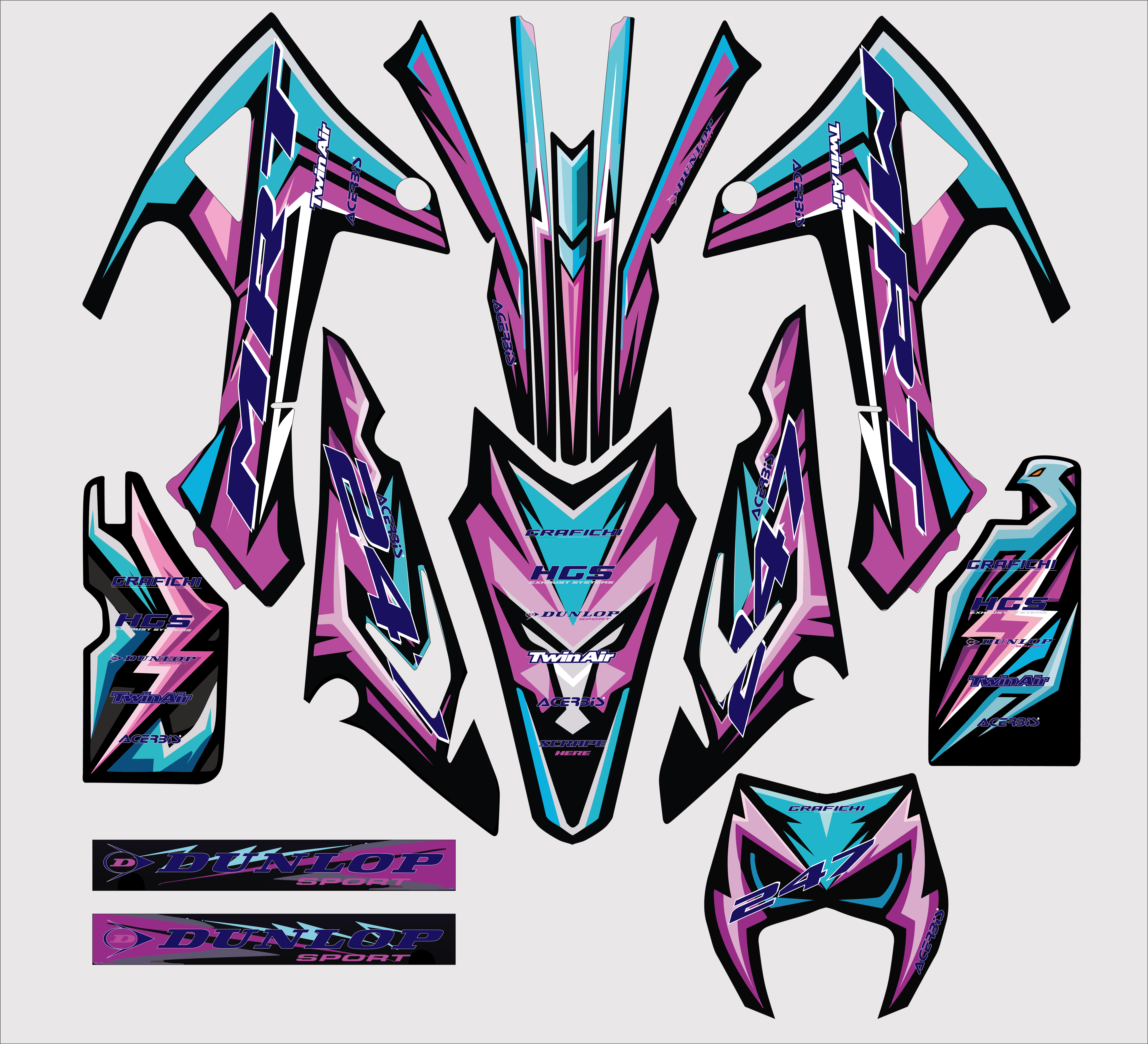 Pink & Blue Rieju Mrt 50 Graphic Kit | 2022-2023 