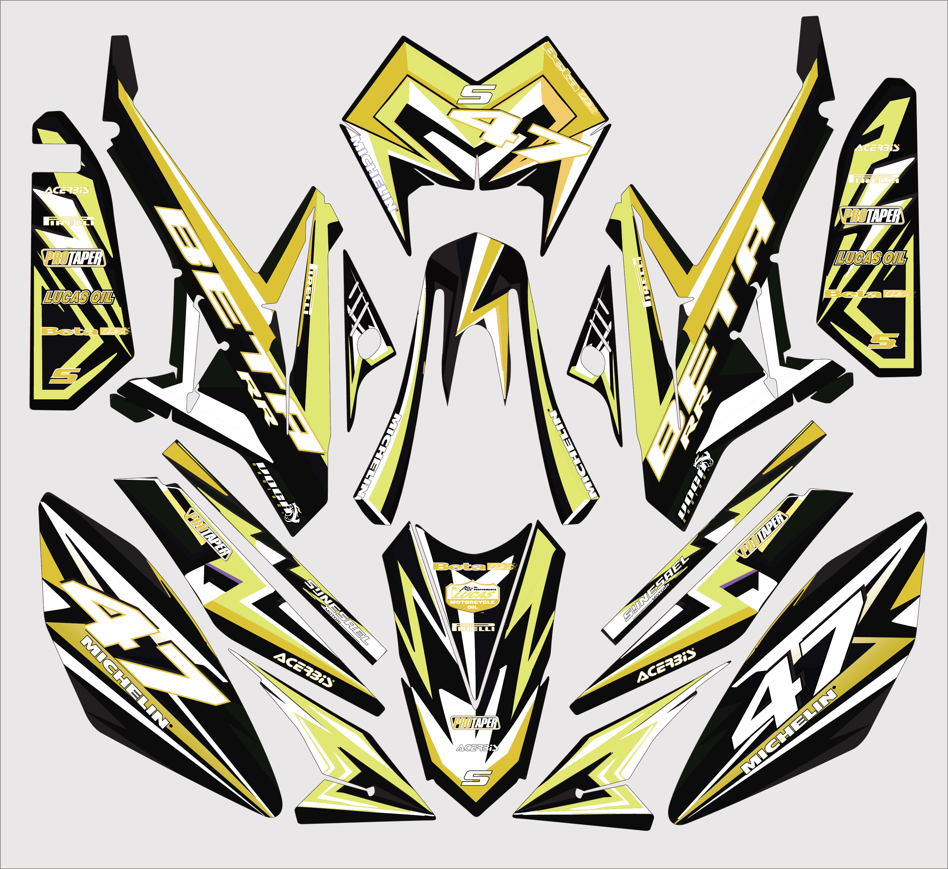 Yellow Beta RR50 Graphic Kit | 2011-2020 