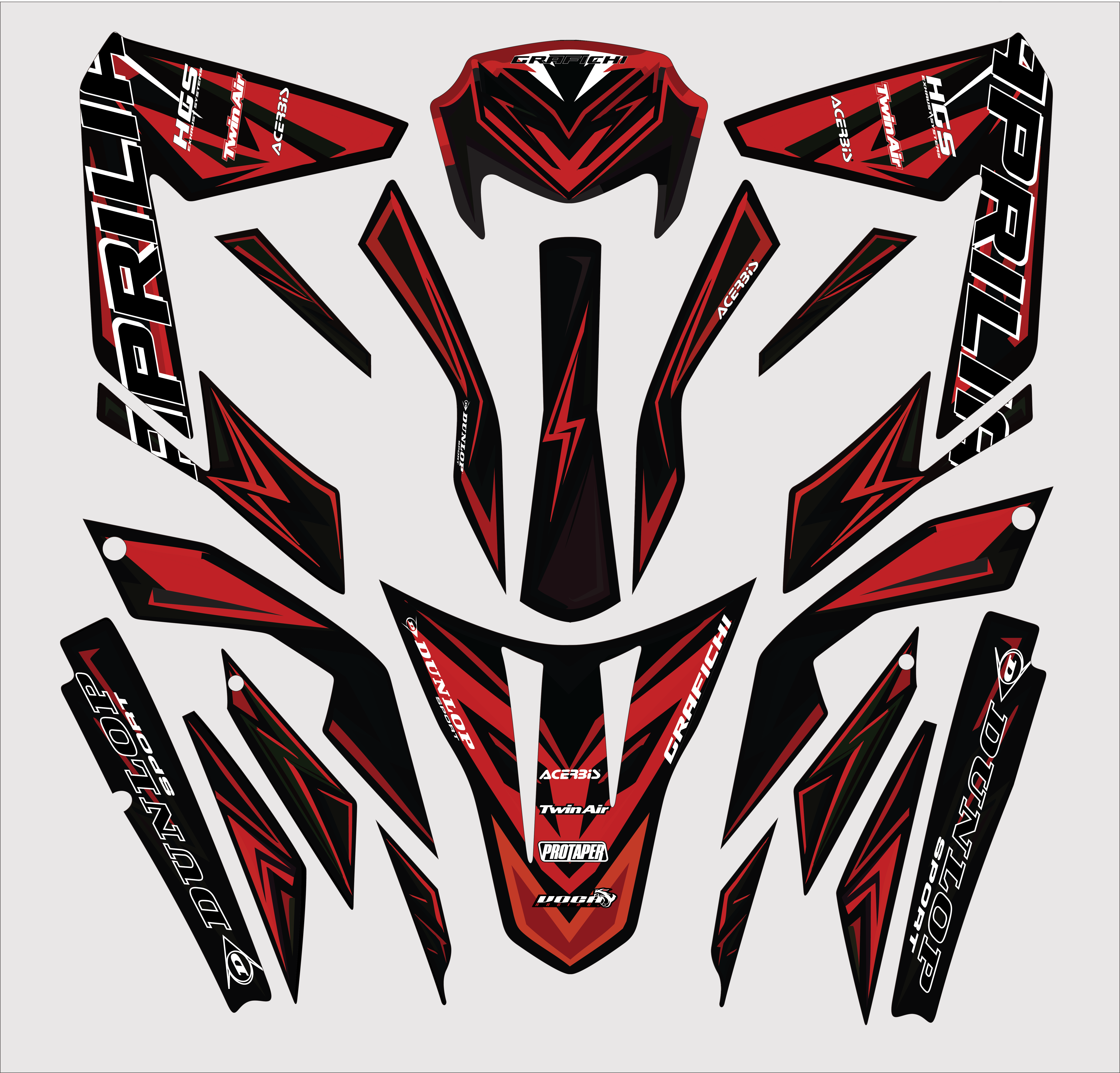 Red Aprilia SX50/ RX50 Graphic Kit | 2011-2017